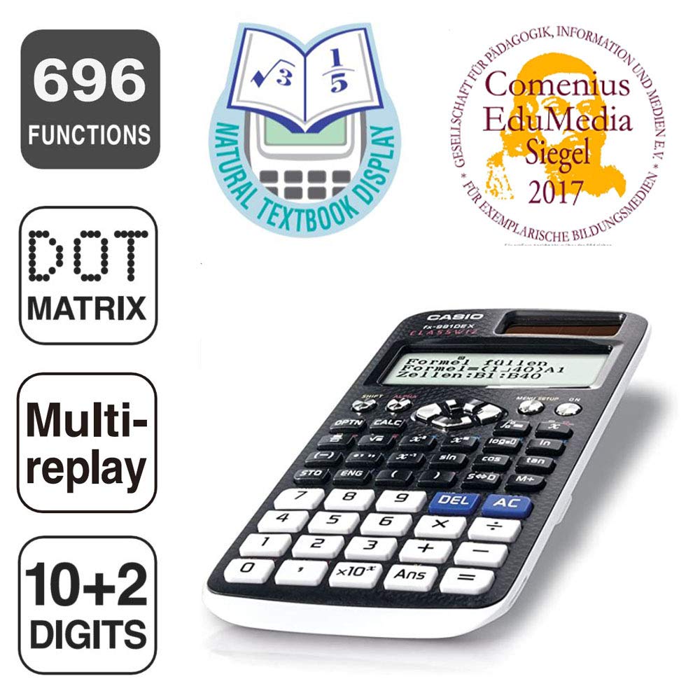 Casio FX-991DE X ClassWiz Scientific Calculator with Natural Display, Black, Technical-Scientific