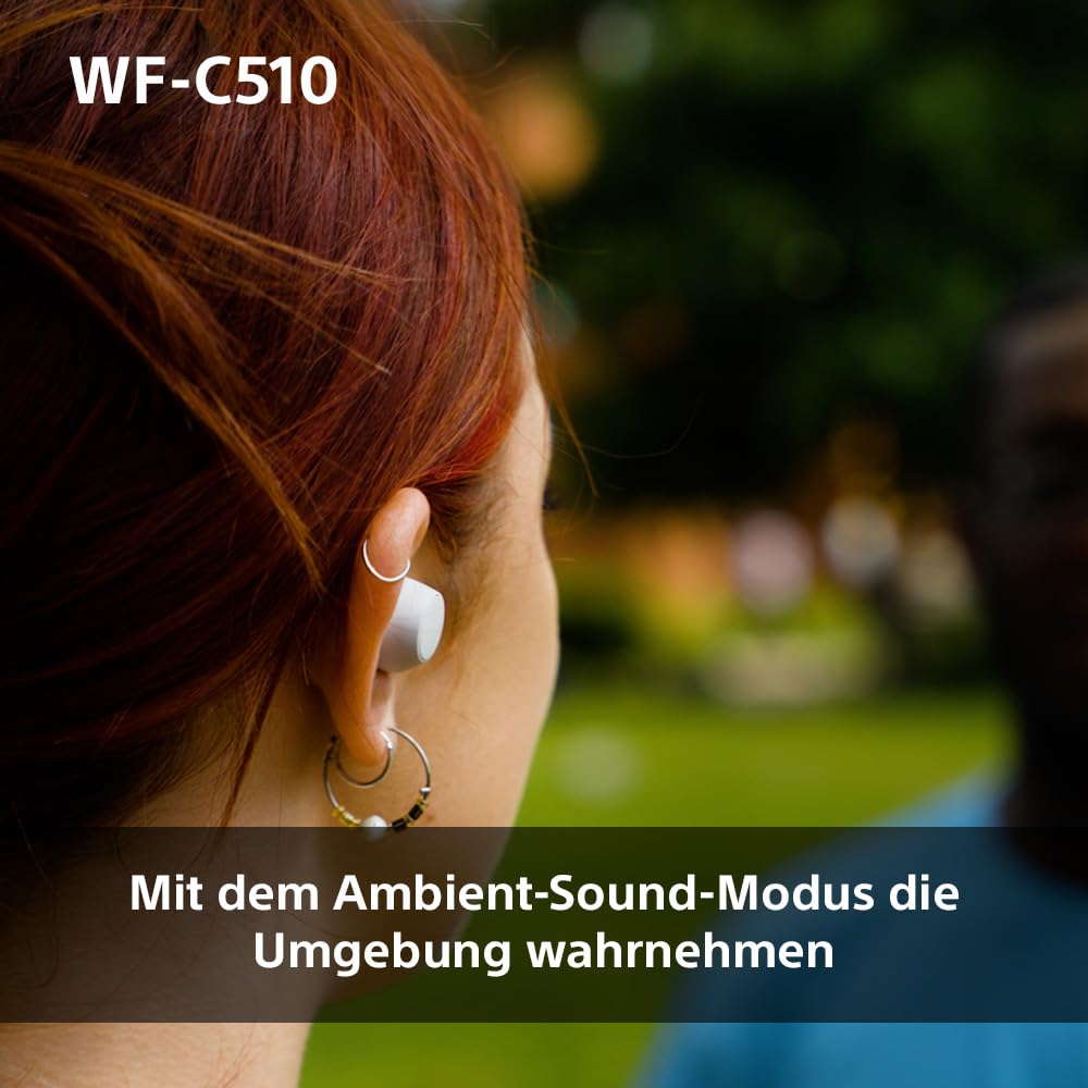 Sony WF-C510 Truly Wireless Headphones - Small, lightweight Bluetooth in-ear headphones with multipoint connection, ambient sound, IPX4 rating, Spotify Tap, Quick Charge, 22 HR battery, iOS & Android - black - WFC510B.CE7