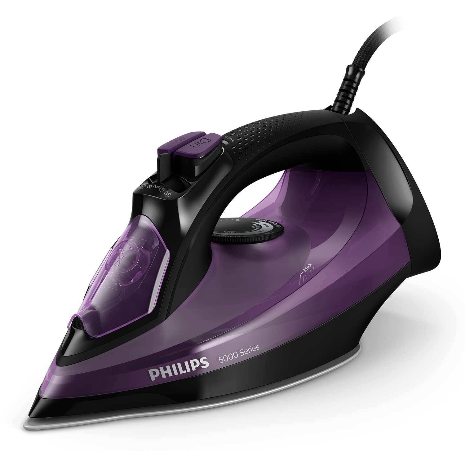 Philips 5000 Series steam iron - 2,400 W, steam boost up to 180 g, SteamGlide Plus soleplate, drip stop system, vertical steam, efficient ironing, automatic limescale cleaning (DST5030/80)
