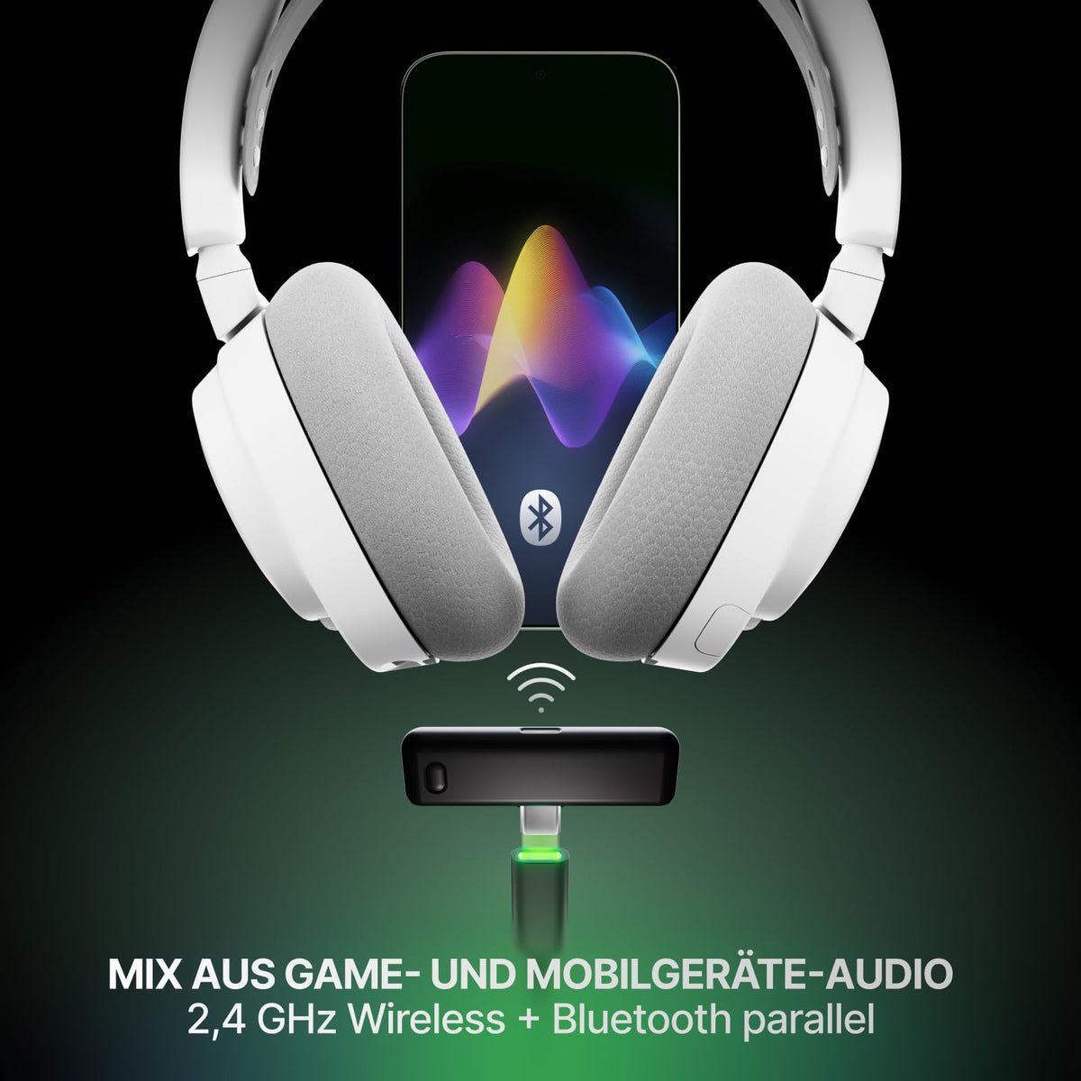 SteelSeries Arctis Nova 7X Wireless Gen 2 Xbox Gaming-Headset - Control aplicație în timp real - Peste 50 de ore de autonomie a bateriei - Posibilitate de utilizare simultană 2,4 GHz/Bluetooth - PC, PS5, PS4, Switch 1/2, dispozitive mobile - 61759