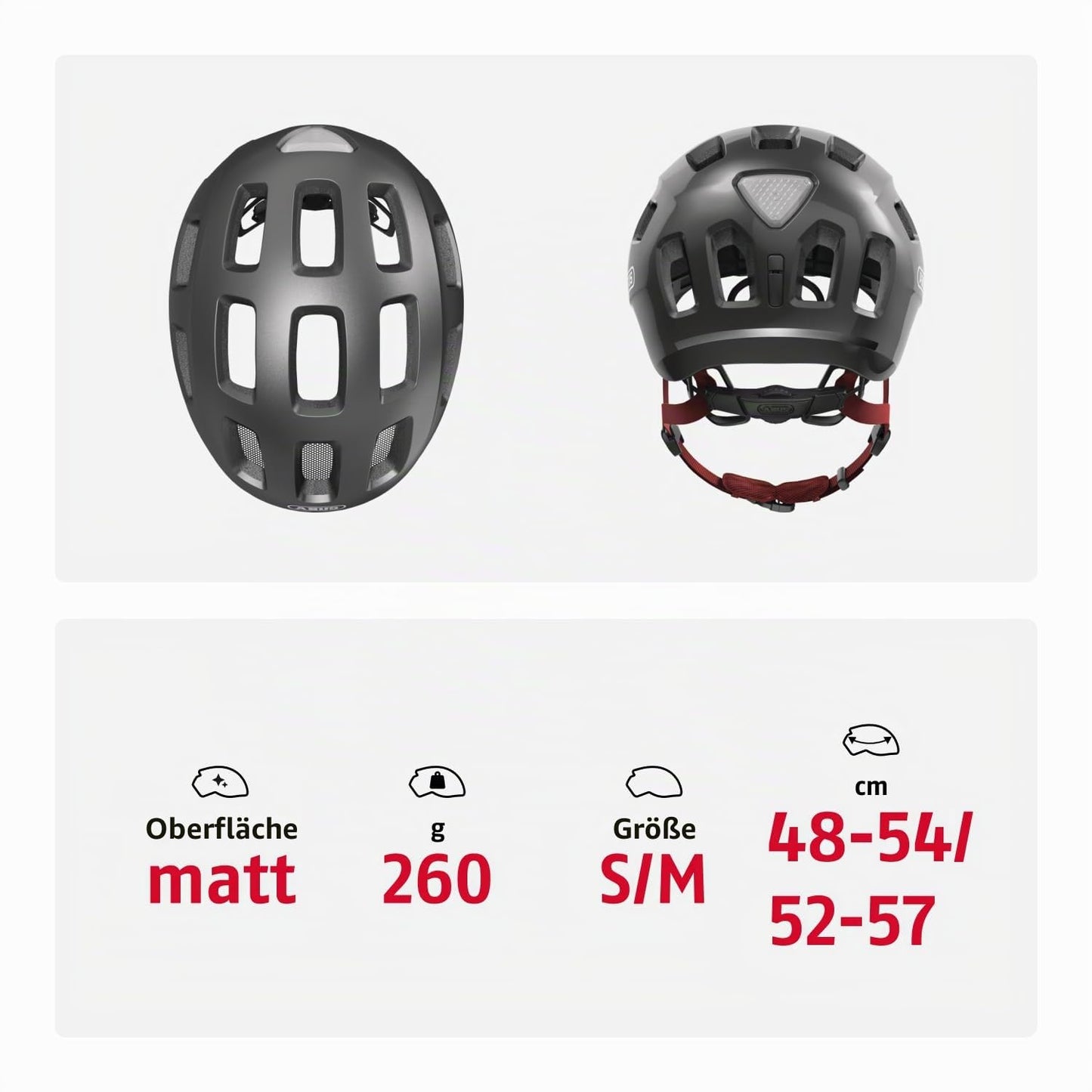 ABUS Youn-I 2.0 bicycle helmet - with light for children, teenagers and young adults - for girls and boys - titanium (sparkling), size M - 40171