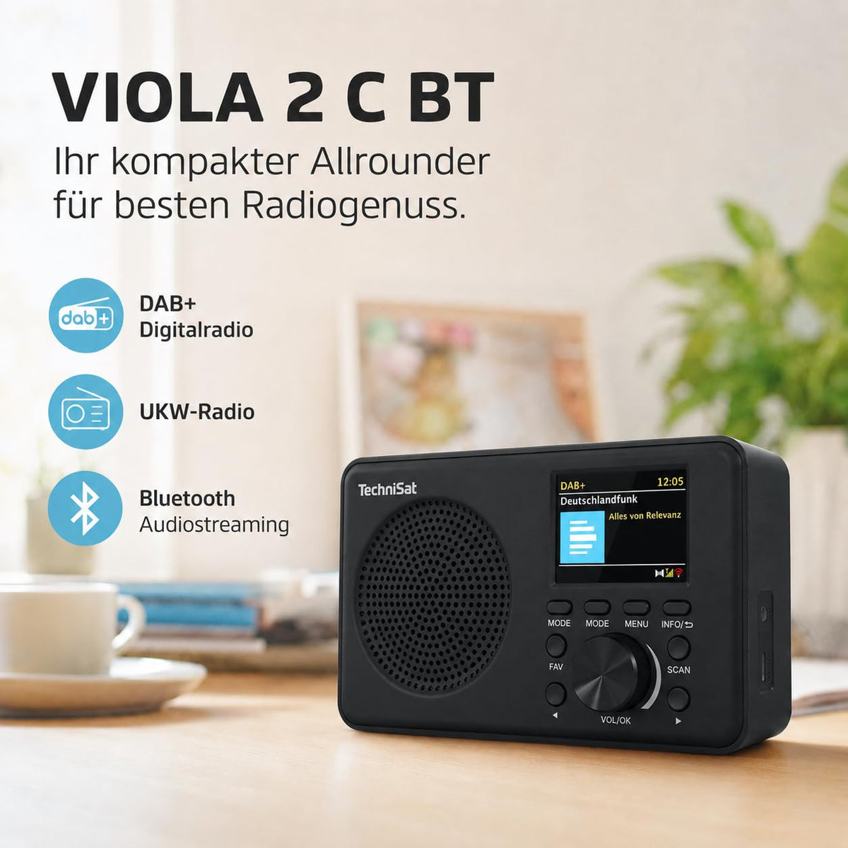 TechniSat Viola 2 C BT - portable DAB radio with Bluetooth - 0000/2955