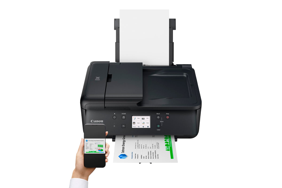 Canon PIXMA TR7650 Multifuncțional - Imprimantă color cu jet de cerneală A4 4 în 1 (Scanner, Copiator, Imprimantă wireless, Fax, Cloud Link, ADF, WLAN, LCD, 4800 x 1200 DPI, AirPrint & Mopria)