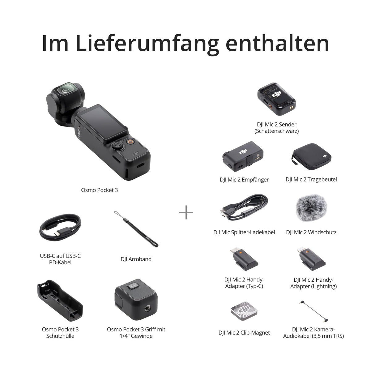 DJI Bundle de Osmo Pocket 3, cameră de vlogging cu senzor CMOS de 1 inch și video 4K/120 fps, stabilizare pe 3 axe, focalizare rapidă, urmărirea feței/obiectului.