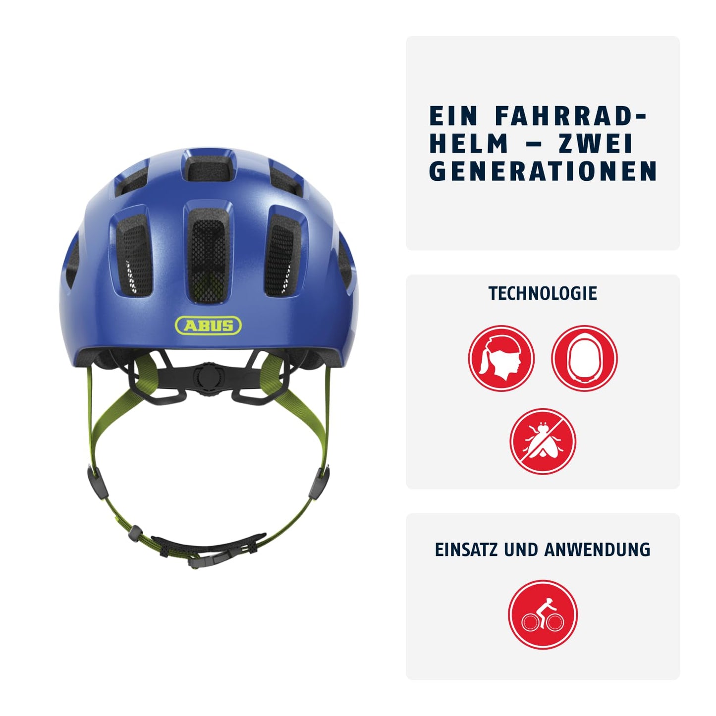 ABUS Youn-I 2.0 bicycle helmet - with light for children, teenagers and young adults - for girls and boys - blue (sparkling blue), size S - 40158