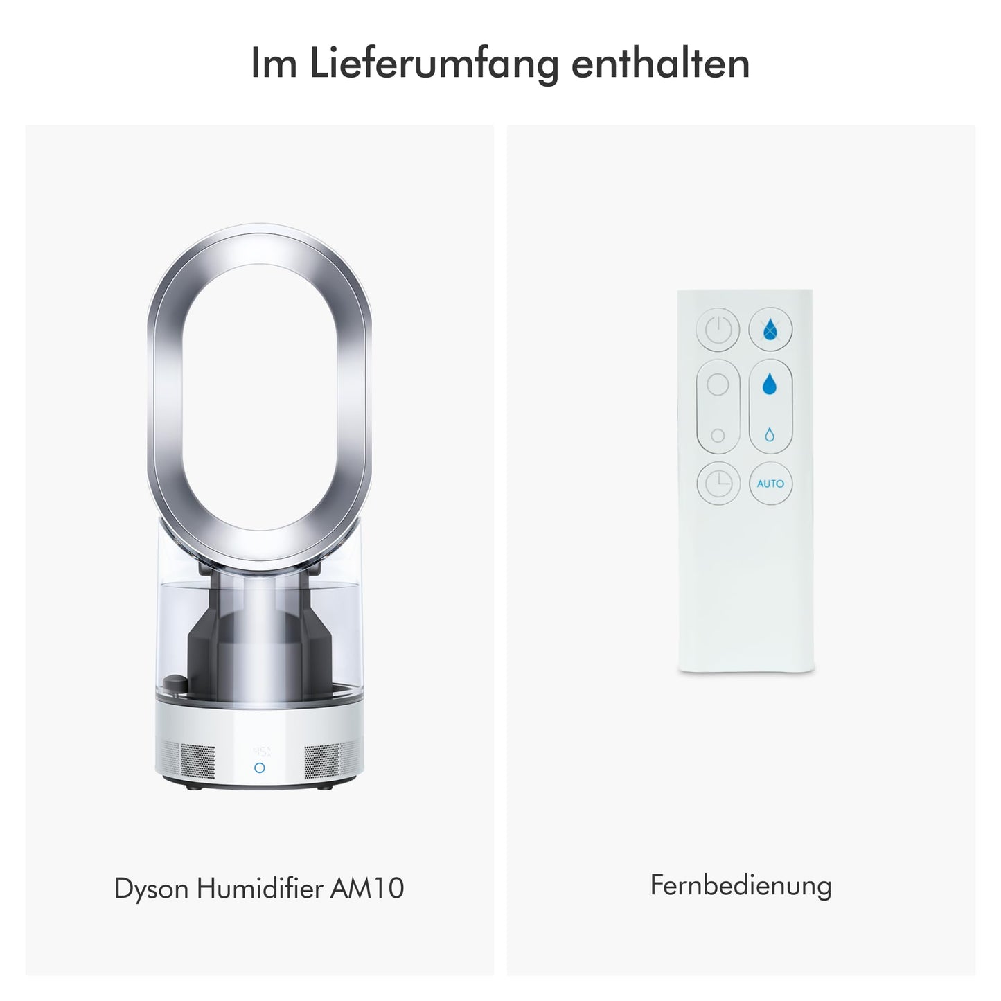 Dyson AM10 Humidifier and Fan, Ultra Fine Cold Air Humidification, Automatic Humidity Control, White/Silver