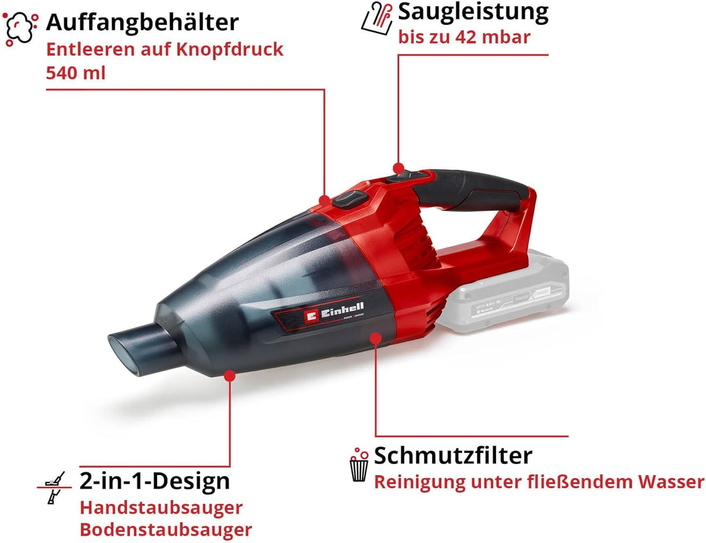 Einhell cordless hand vacuum cleaner TE-VC 18 Li-Solo Power - 2347120.00