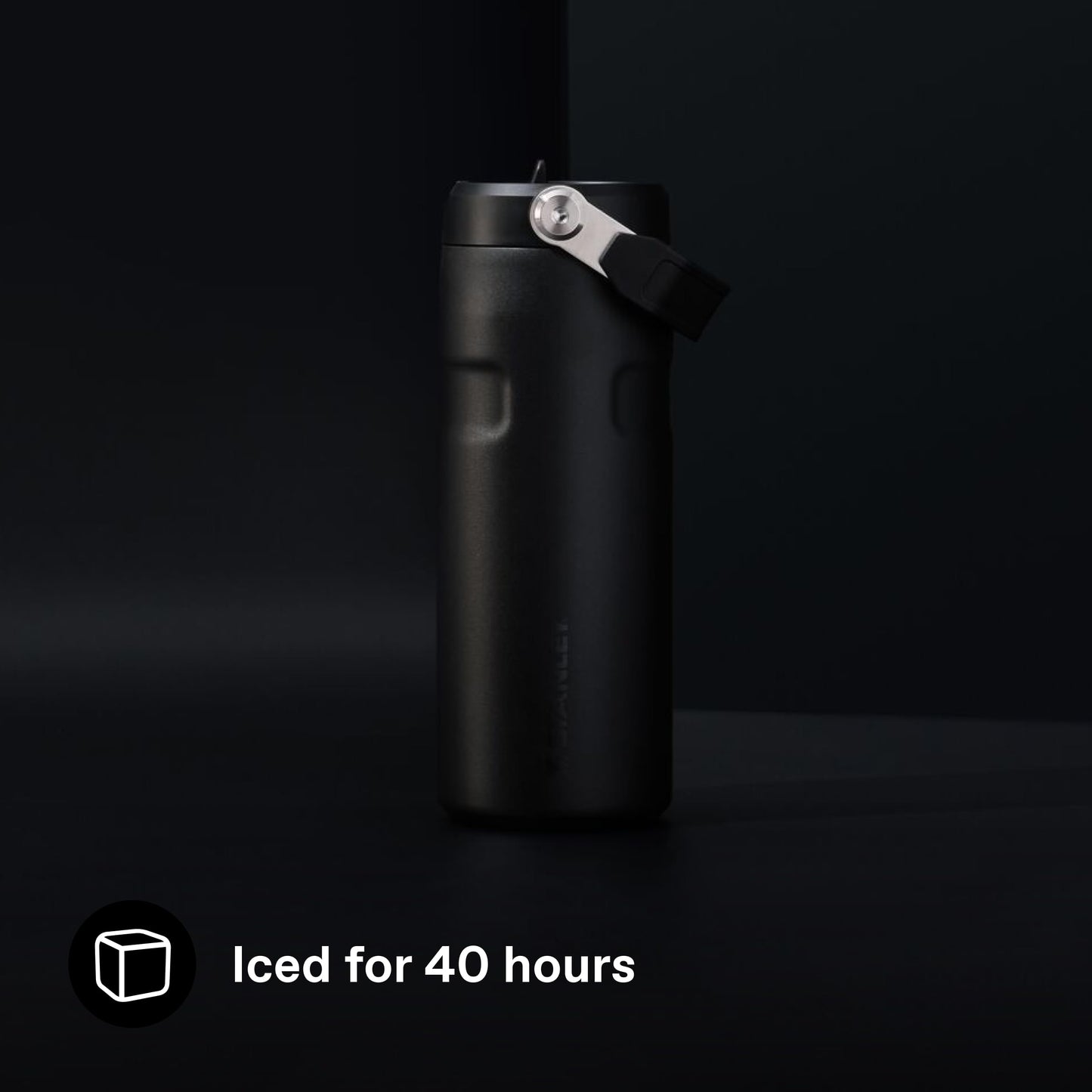 Stanley 1913 Flip Straw drinking bottle with straw 0.47L - thermal mug cools for 8 hours - ice-cold for 40 hours - BPA-free - leak-proof - for cup holders - dishwasher safe - Black 2.0 - 100000112689