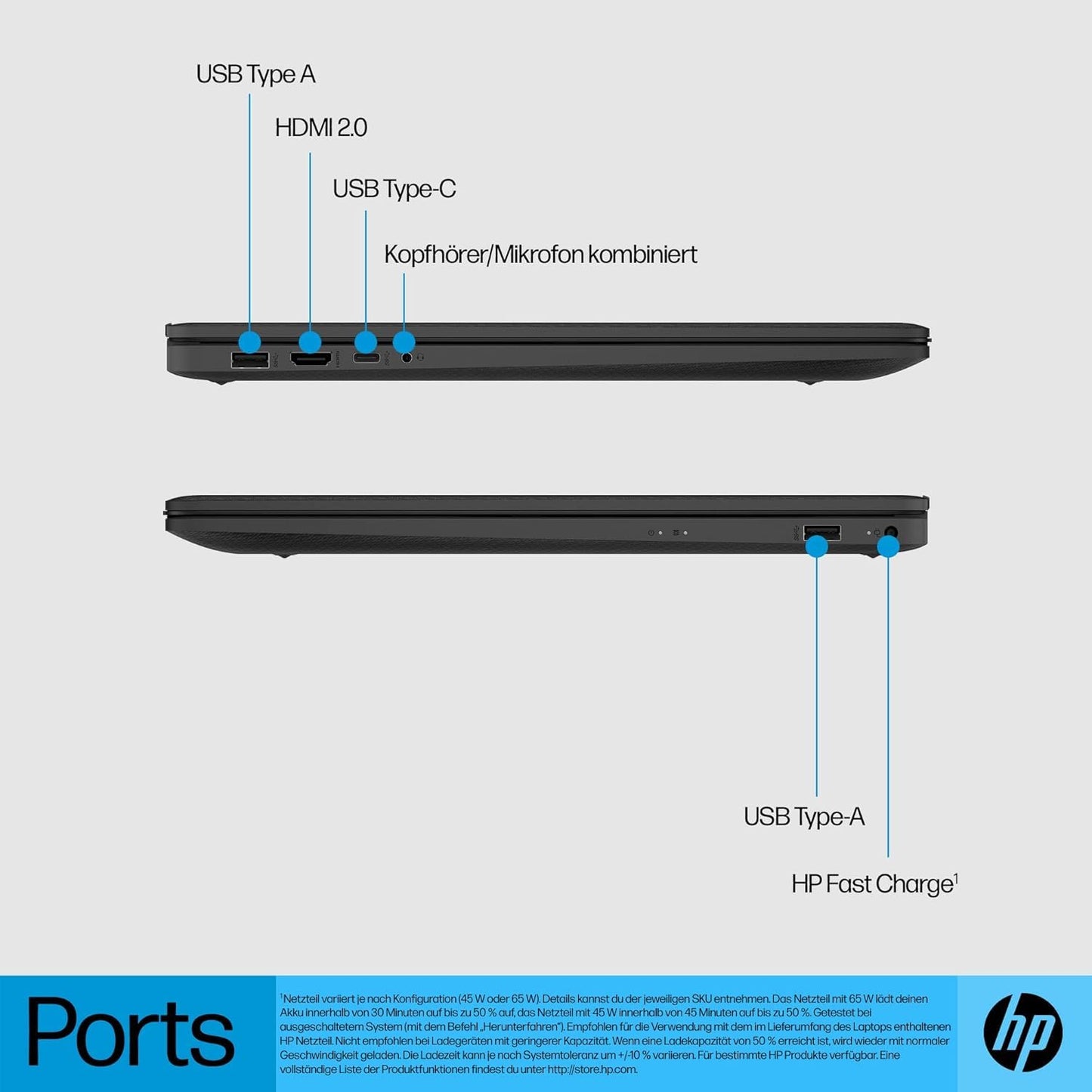 HP laptop with 17.3" HD+ display, Intel Celeron N4120, 8 GB DDR4 RAM, 256 GB SSD, Intel UHD graphics, Windows 11, QWERTZ keyboard, black - BZ8S4EA#ABD