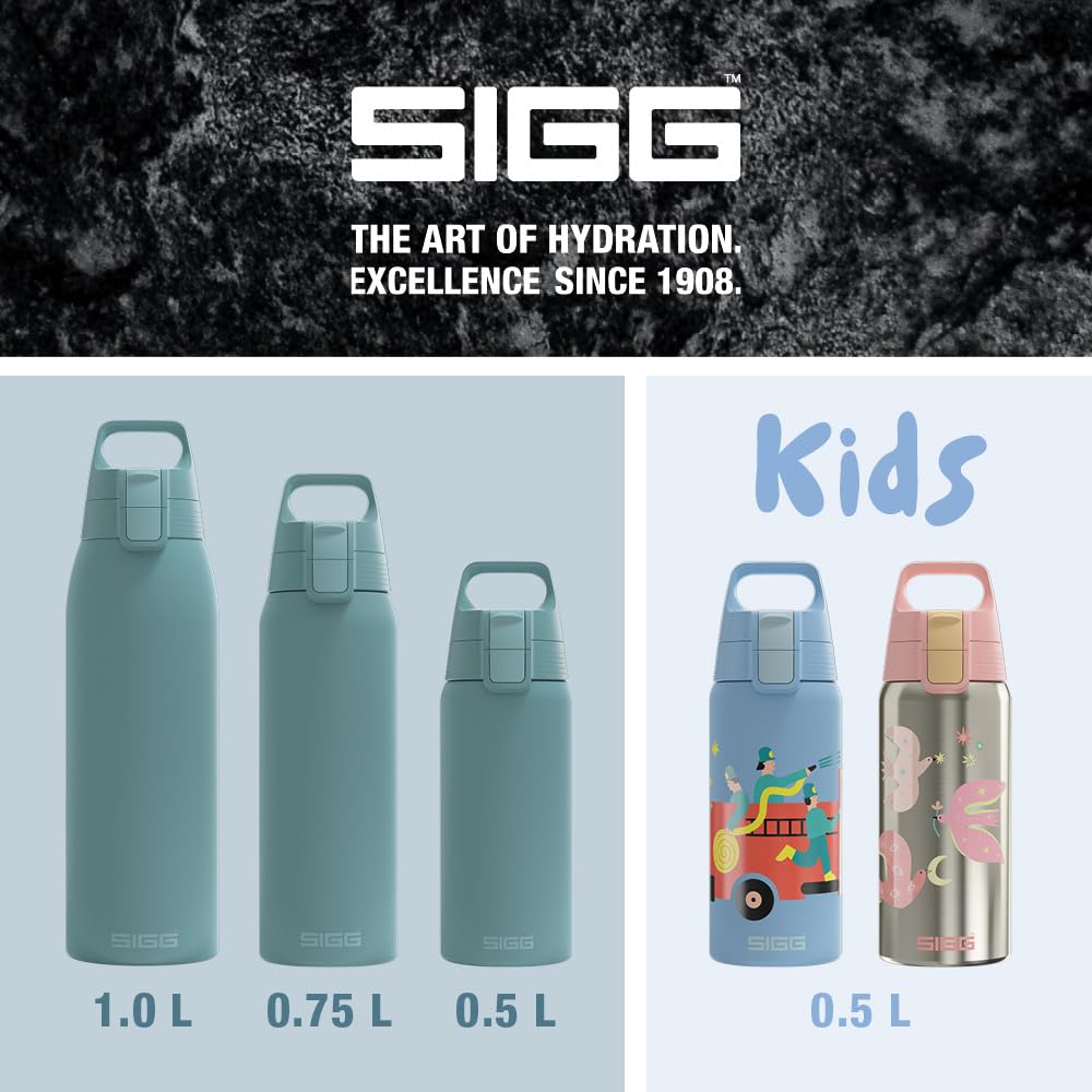 SIGG - Insulated drinking bottle - Thermos bottle Shield Therm One Morning Blue - carbonated drinks - leak-proof - dishwasher safe - BPA-free - 90% recycled stainless steel - gray blue - 0.5L - 6022.00