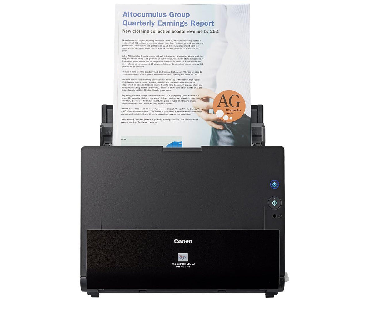 Canon DR-C225 II - scanner de documente imageFORMULA (duplex, alimentare, culoare, 600dpi, 25 pagini/min, PDF OCR, compact, negru) - 3258C003