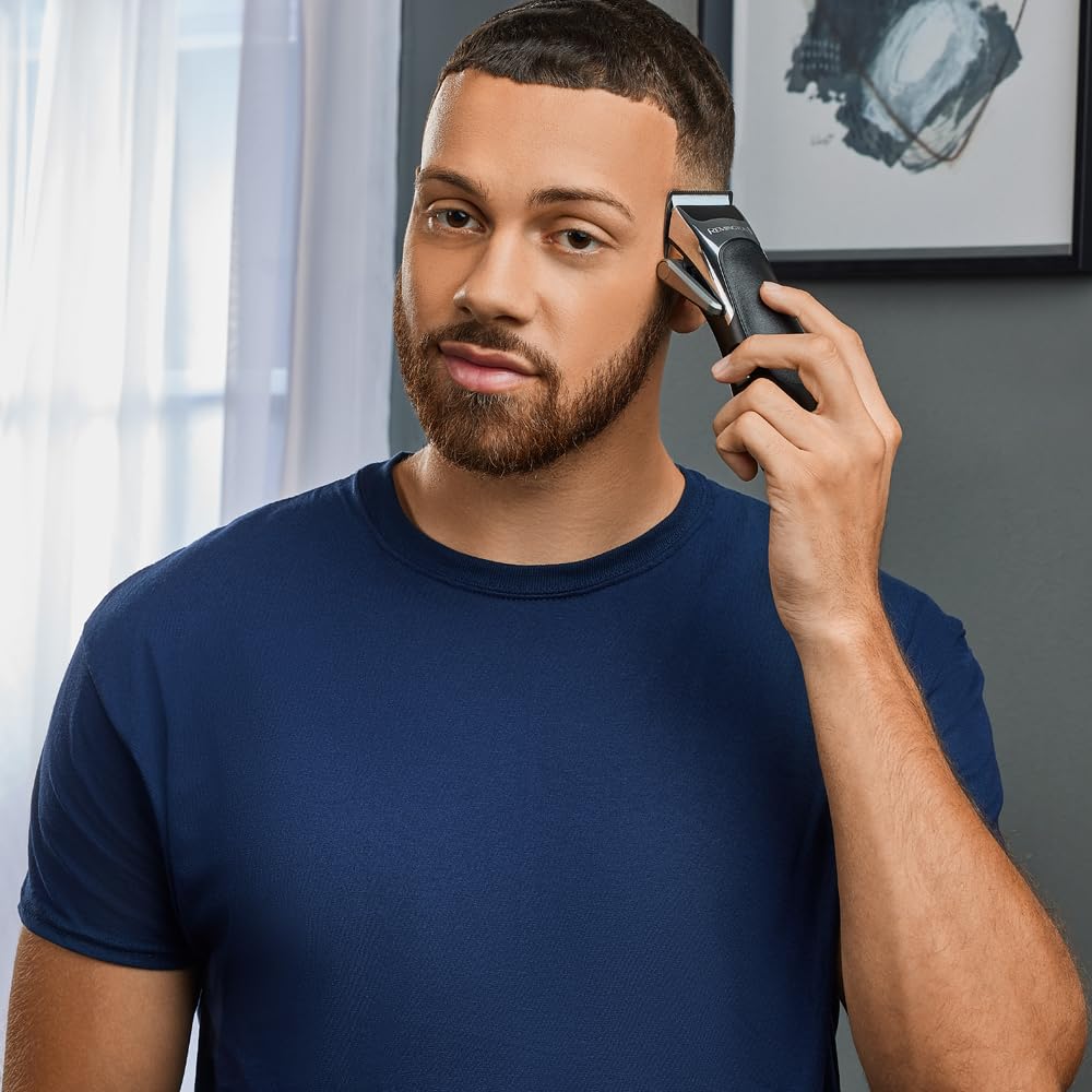 Remington Hair Clipper Professional [self-sharpening ceramic blades with adjustment lever/0.5-25mm] Hair Clipper Set (8 attachment combs, mains/battery operation, lithium, professional case with hairdresser accessories) HC363C