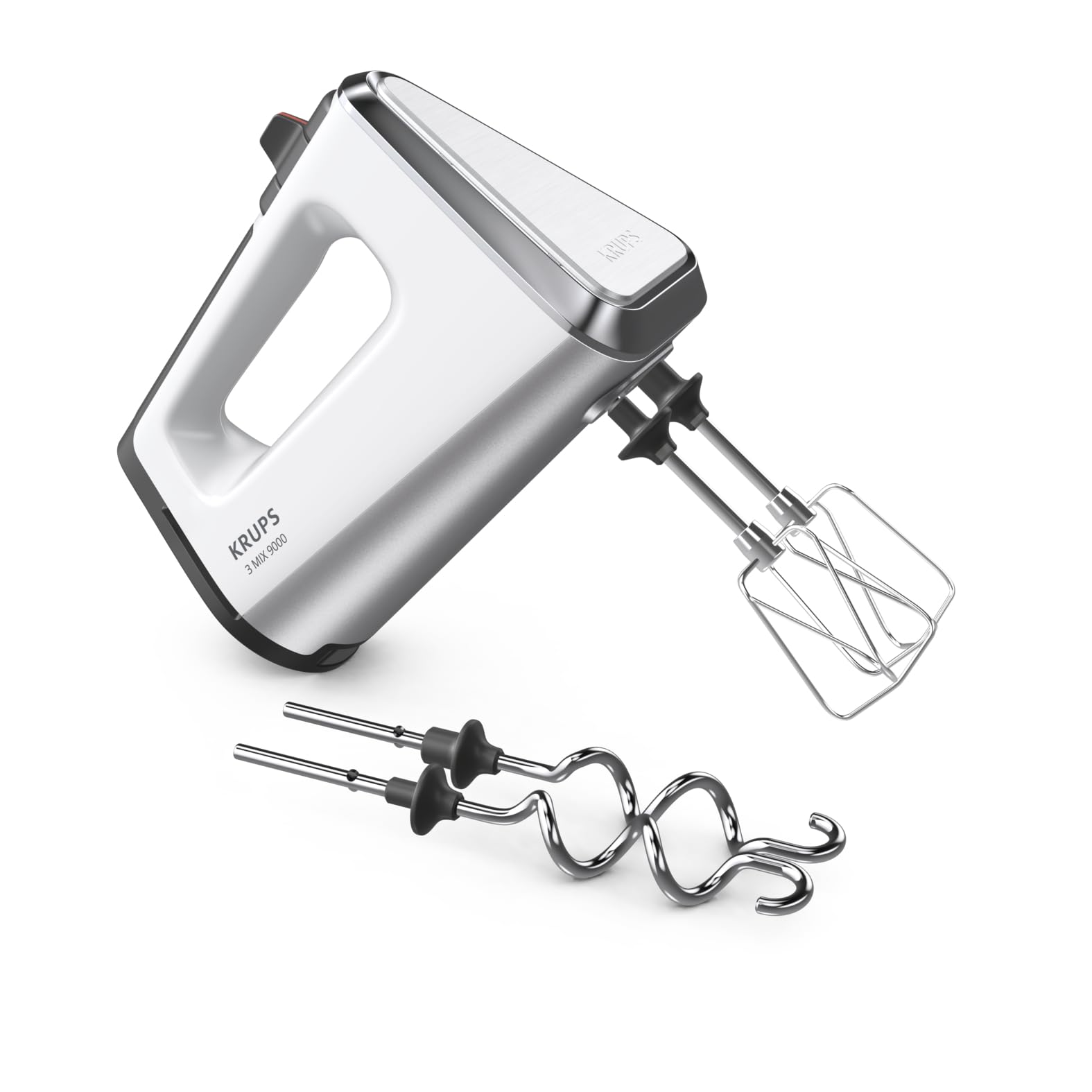 Krups 3Mix 9000 hand mixer, 750 watts, speed control, turbo mode, pulse function, mixer, ergonomic handle, long cable, hand mixer incl. whisk and dough hook, snow white, GN9101