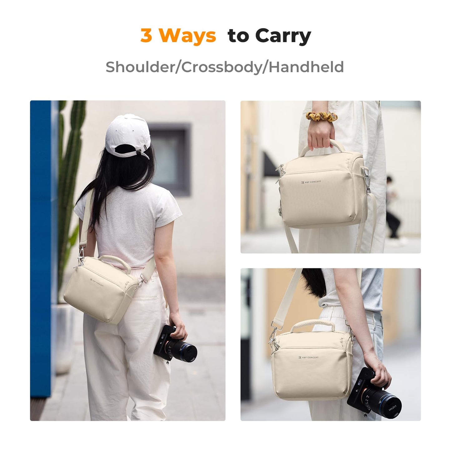 K&F CONCEPT Camera Backpack Camera Bag, SLR Bags Shoulder Bag, Camera Bag Liner Bag, Photo Bag for Photographers Suitable for Daily Use (Beige) - JPKF13.179V3US