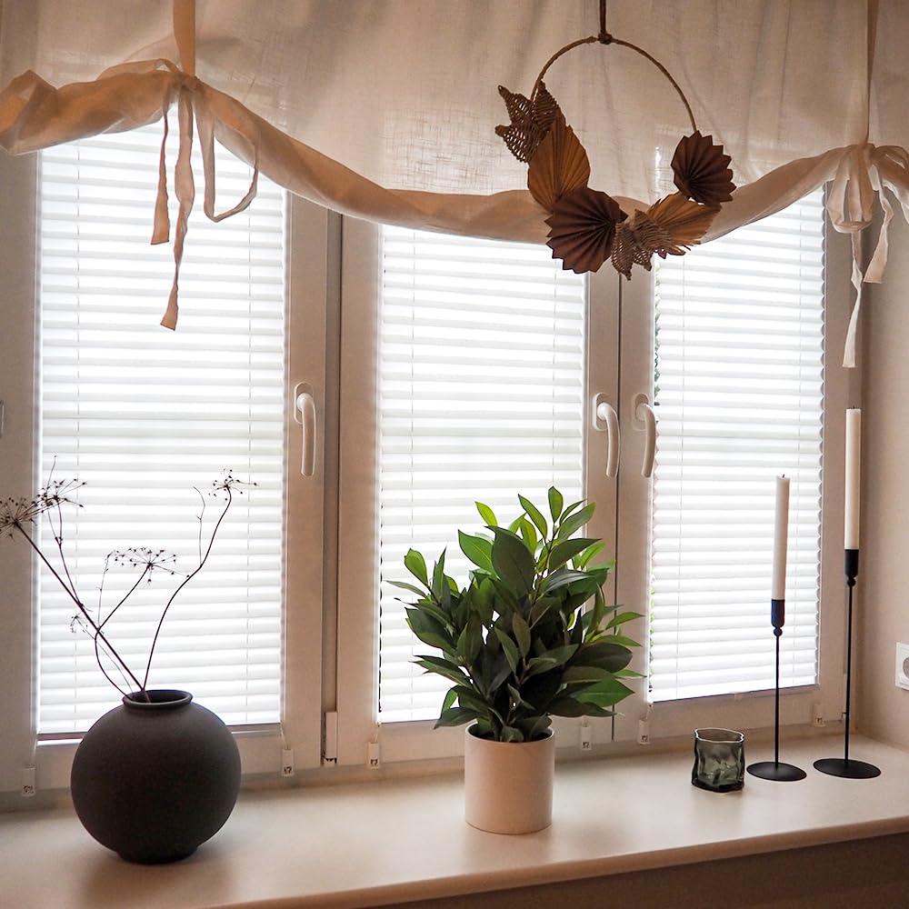 Sekey pleated blinds without drilling, non-woven fabric window pleated blinds Klemmfix blinds 80 cm wide, tensioned translucent sun protection window blind, 80 x 100 cm, white non-woven fabric - BL-A131