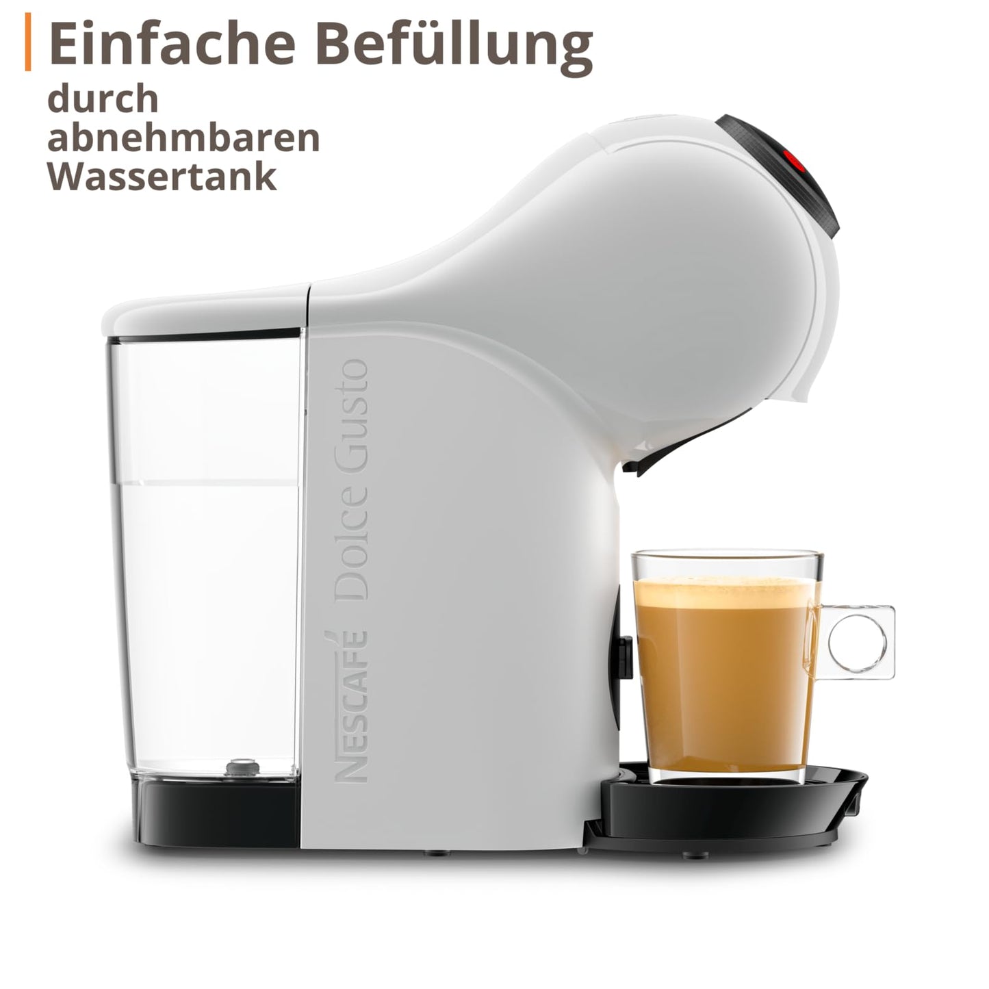 NESCAFÉ Dolce Gusto Genio S Basic from Krups, compact capsule coffee machine, 15 bar pressure, 0.8 liter capacity, eco mode, automatic descaling warning, white, ‎KP2431