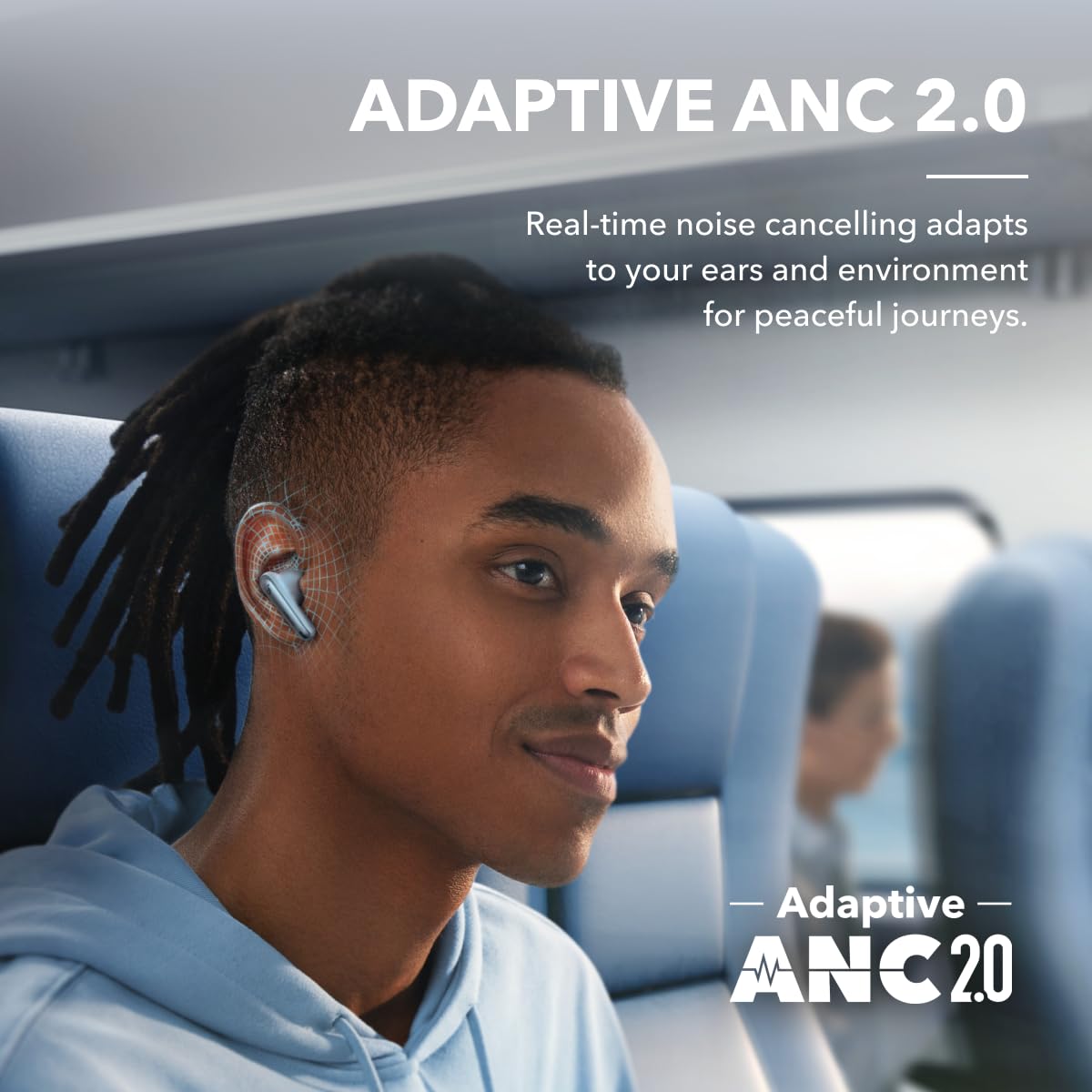 Soundcore by Anker Liberty 4 NC Wireless Earbuds with Noise Canceling, 98.5% Noise Canceling, Adaptive Noise Canceling for Ears and Surroundings (Light Blue) (Refurbished) - A3947