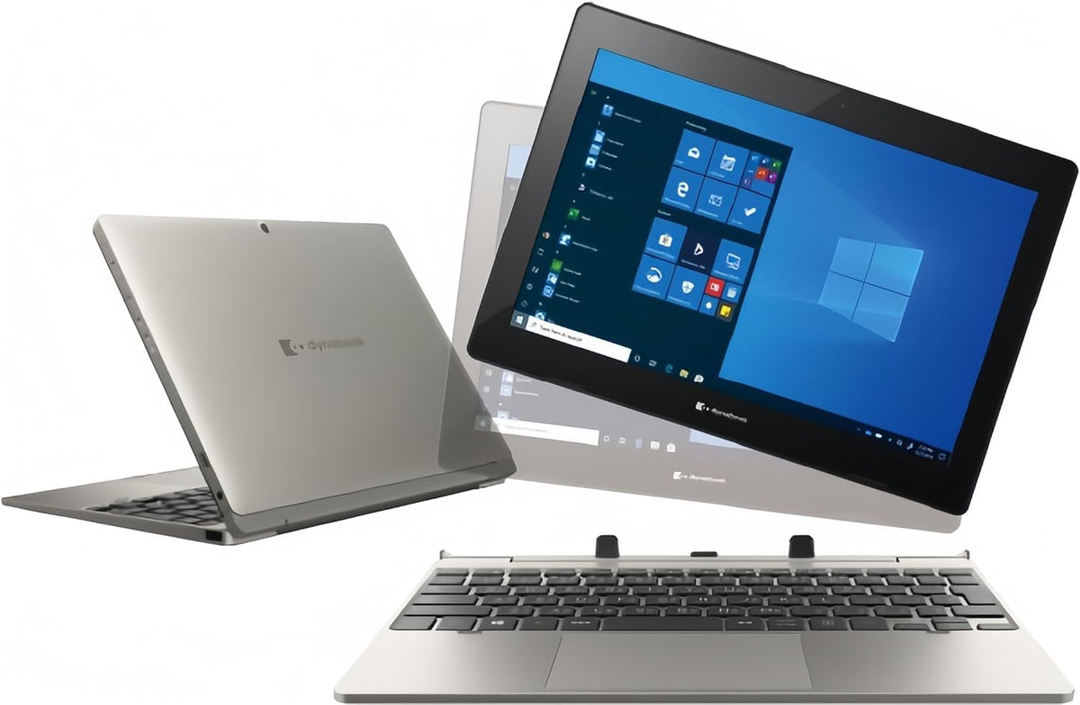 Laptop Toshiba Dynabook K50 2-in-1 cu touchscreen, ecran de 10.1" (1280x800), Intel Celeron N4020, 4 Go de RAM, 64 Go SSD, subțire și ușor, cameră web, Windows 11 Pro (Recondiționat) - TOSHIBA