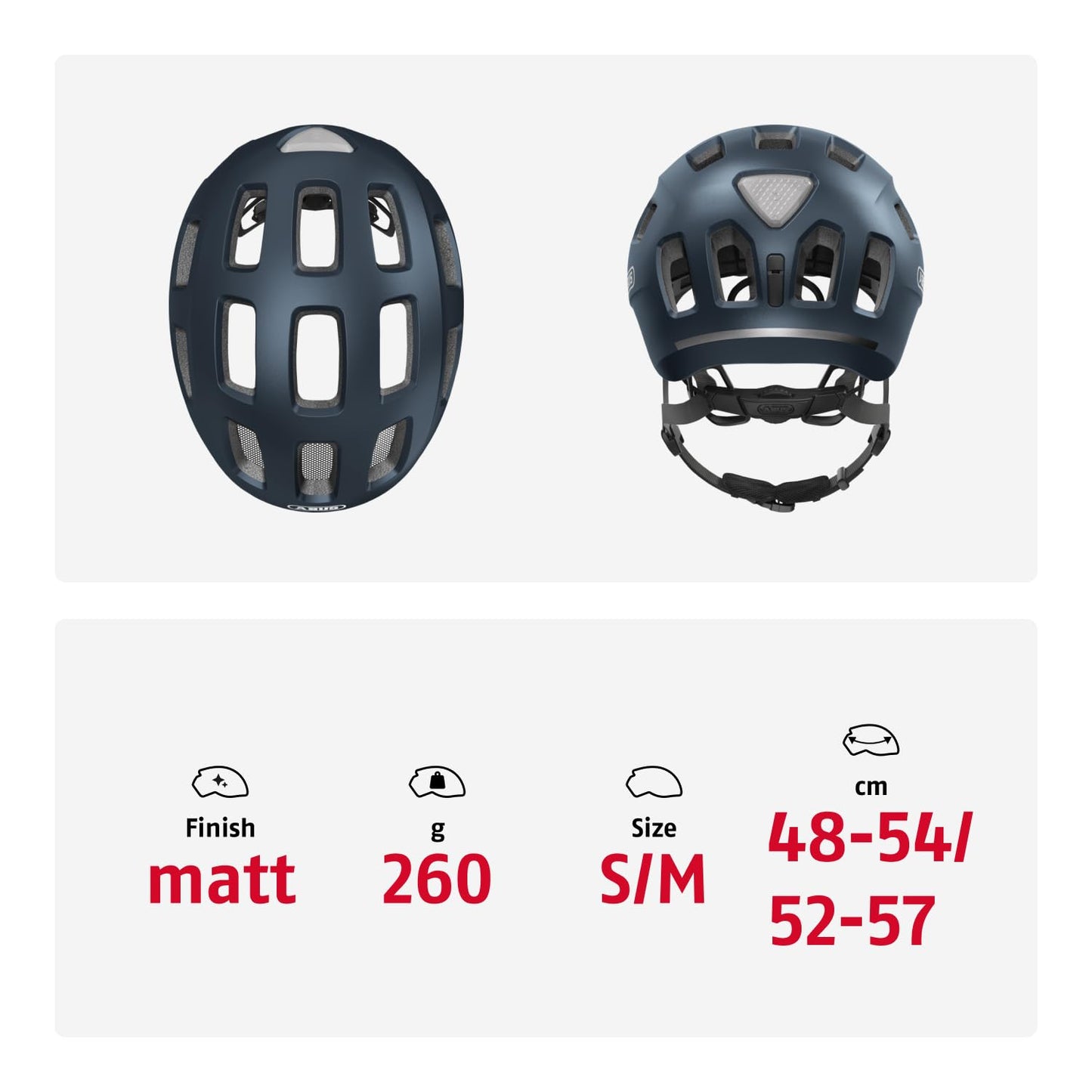 ABUS Youn-I 2.0 bicycle helmet - with light for children, teenagers and young adults - girls, boys - blue, size S, blue (midnight blue), S (48-54 cm) - 91885