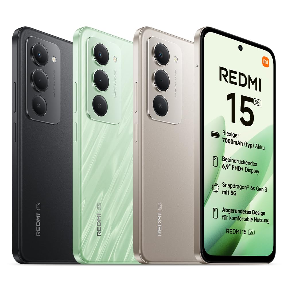 XIAOMI REDMI 15 5G smartphone, 8+256GB, 50MP camera, 7000mAh battery, green - MZB0M8KEU