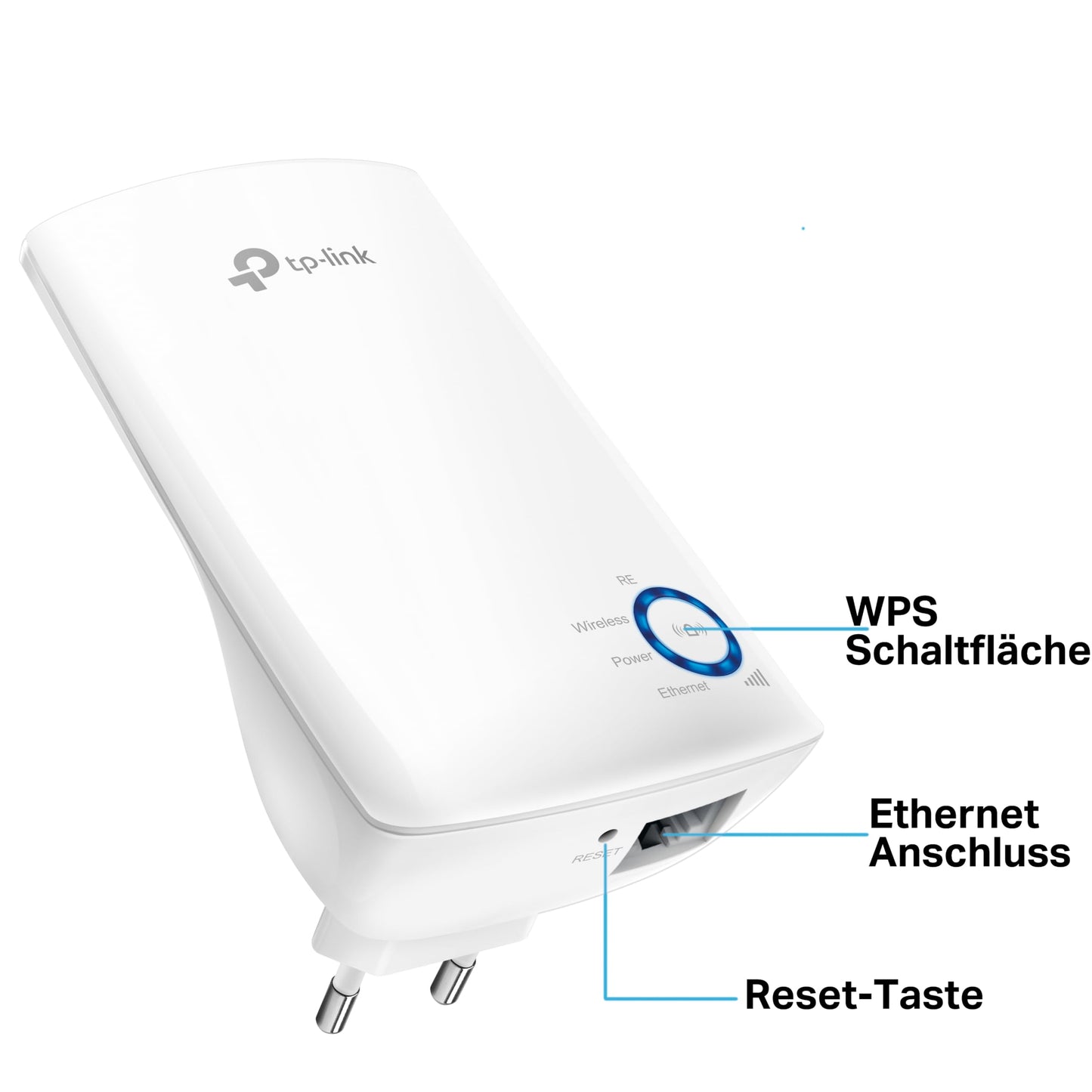 TP-Link TL-WA850RE WLAN amplifier repeater (300 Mbit/s, WLAN amplifier, app control, Ethernet port, WPS, AP mode, LED can be switched off, compatible with all WLAN devices) white