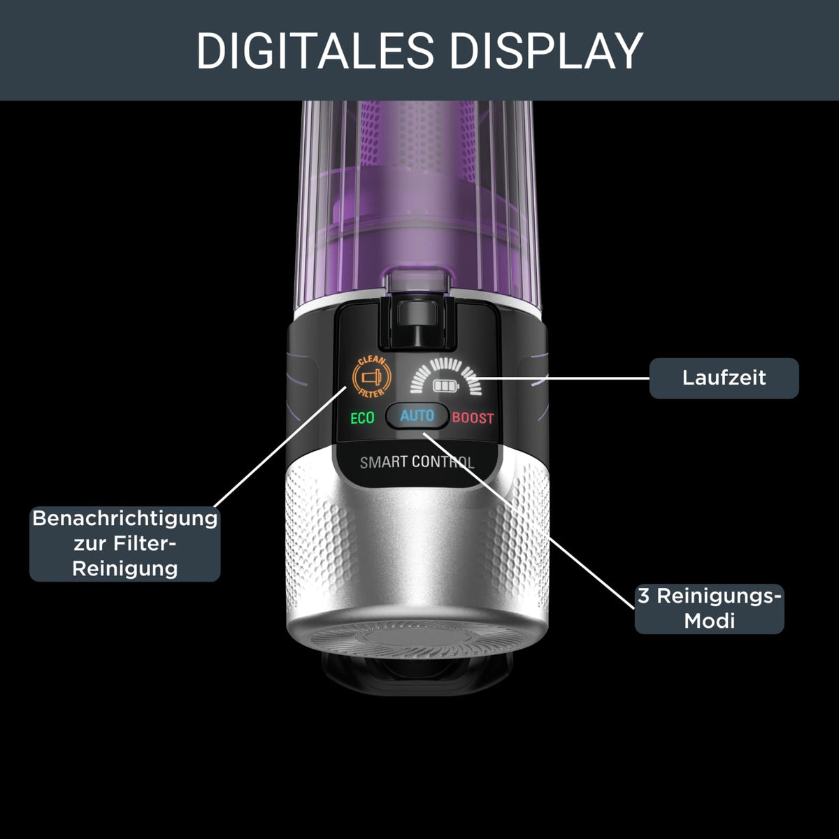Rowenta X-Force Flex 9.60 Allergy cordless stick vacuum cleaner, 100 Air Watt, removable battery, up to 45 minutes of runtime, compact, flex joint, LED nozzle, purple-black, RH2038
