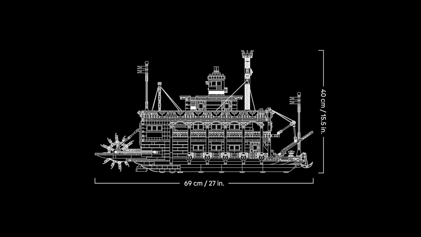 LEGO Ideas river paddle steamer - building set for adults - boat model with interior and interactive functions, including working paddle wheel and controls - DIY gift for men and women - 21356