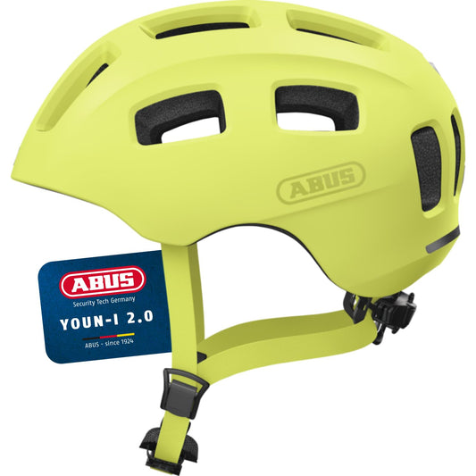 ABUS Youn-I 2.0 bicycle helmet - with light for children, teenagers and young adults - for girls and boys - mono yellow, size M - 40157