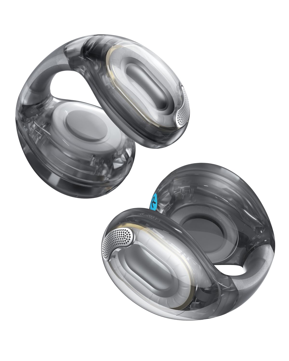 soundcore C40i from Anker, open-ear earbuds, clip-on headphones, flexible joint design, button control, feather-light comfort, firm hold with attachable ear clips, large drivers for clear sound - A3331