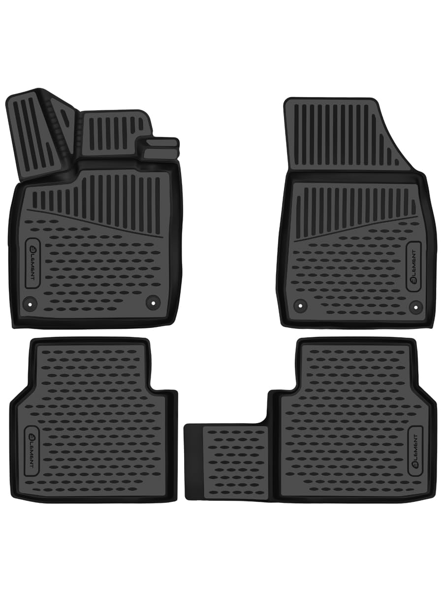 Element 3D rubber floor mats suitable for Skoda Elroq | Year of construction 2024-> | 100% custom-fit all-weather floor mats made of TPE, high edge, waterproof, non-slip, odorless - EXP.ELEMENT3DA72129210k
