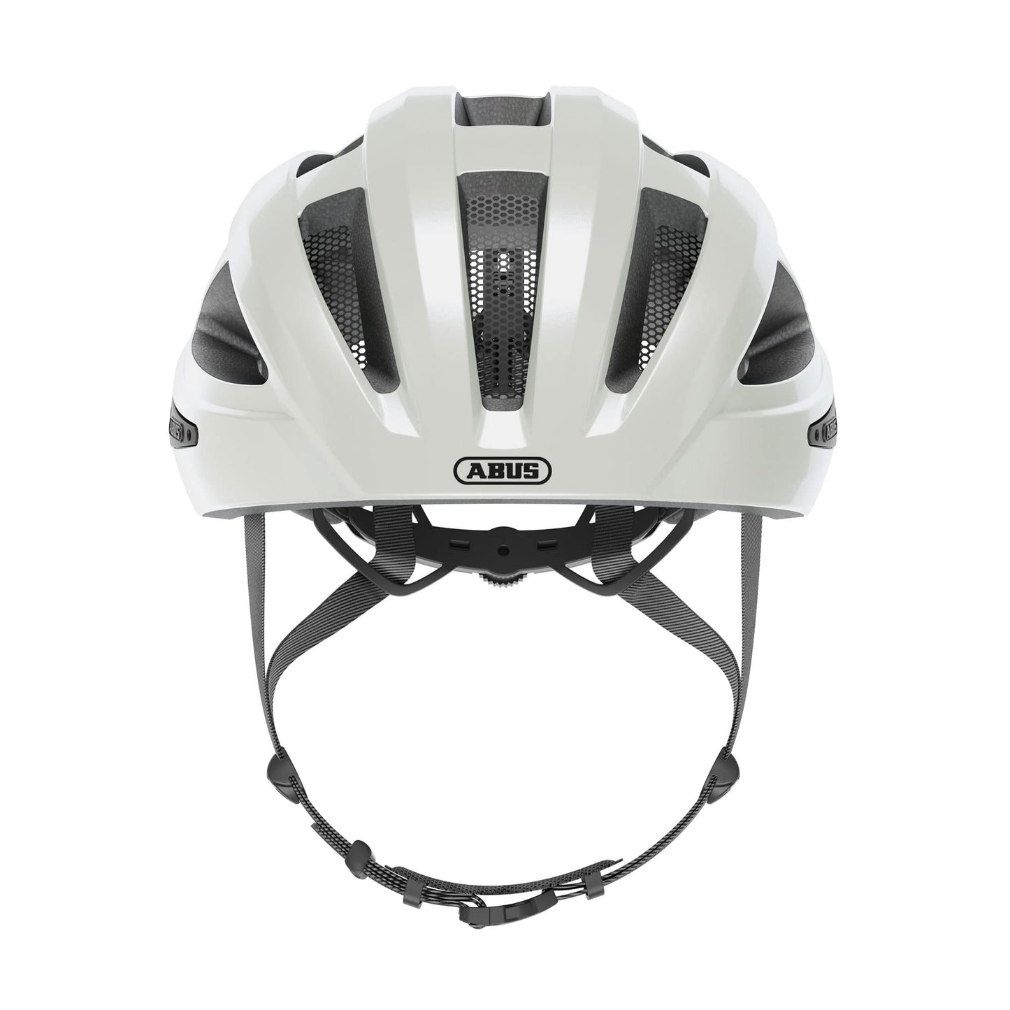 ABUS road bike helmet Macator - sporty bike helmet for beginners - also for pigtail wearers - for women and men - glossy white, size M - 67332