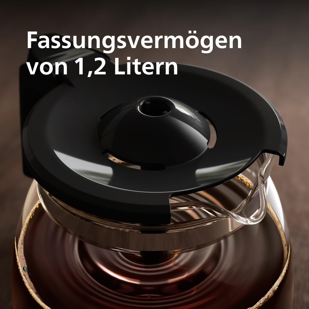 Philips HD7461/20 New Daily coffee machine Aroma-Swirl with automatic switch-off, glass jug, white/black
