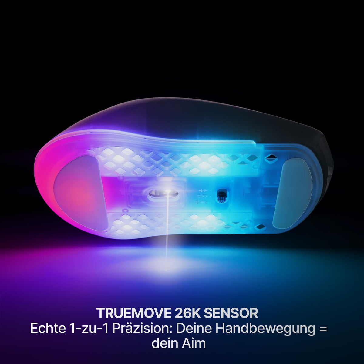 SteelSeries Aerox 3 Wireless Gen 2 – Ultra-light 68g gaming mouse, 4K polling, 26K DPI optical sensor, 200 hours battery life, IP54, 80 million clicks, RGB, pure PTFE glide feet, Shadow. - 62717