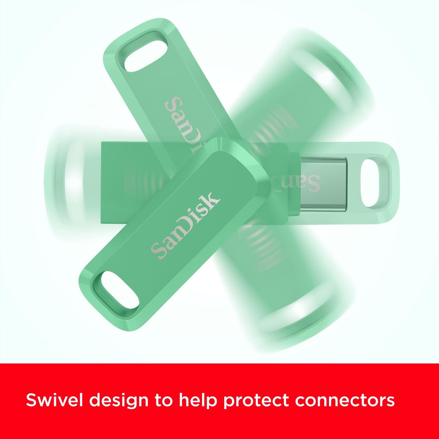SanDisk Ultra Dual Drive Go USB Type-C 128 GB (Android smartphone memory, USB Type-C port, 400 MB/s reading speed, can be used as a key fob) Absinthe Green - SDDDC3-128G-G46AG