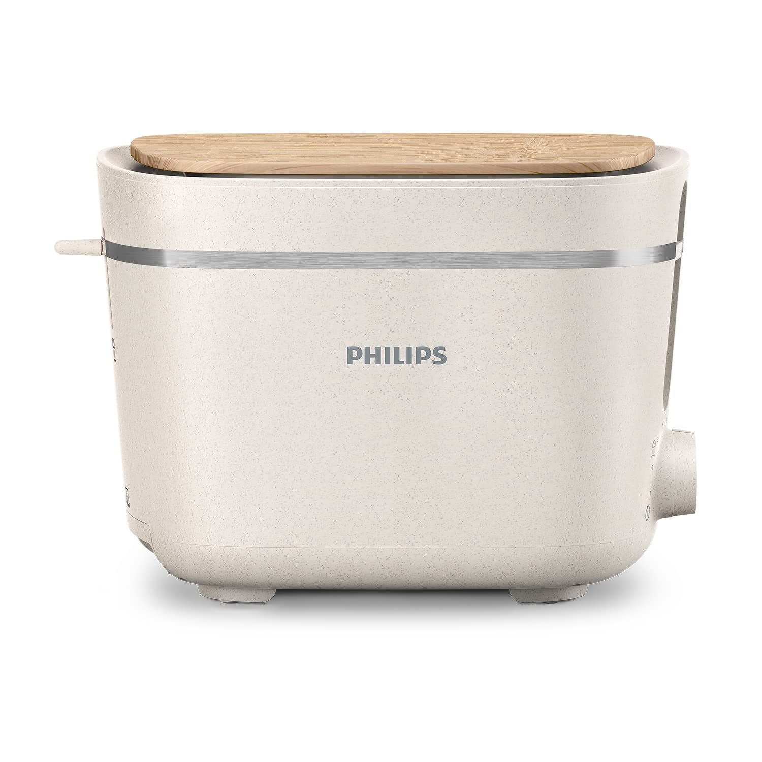 Philips Toaster Eco Conscious Edition - 2 toast slots, 8 levels, bread roll attachment, defrosting function, made from used cooking oil, silk white matt (HD2640/10)