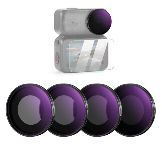 Set de filtre NEEWER ND/PL compatibil cu DJI Osmo Nano (ND8/PL+ND16/PL+ND32/PL+ND64/PL), pachet de 4, filtru polarizat cu înșurubare Filtru lentilă cu filtru ND gri pentru action cam, accesorii cu protector de ecran - FL-N8