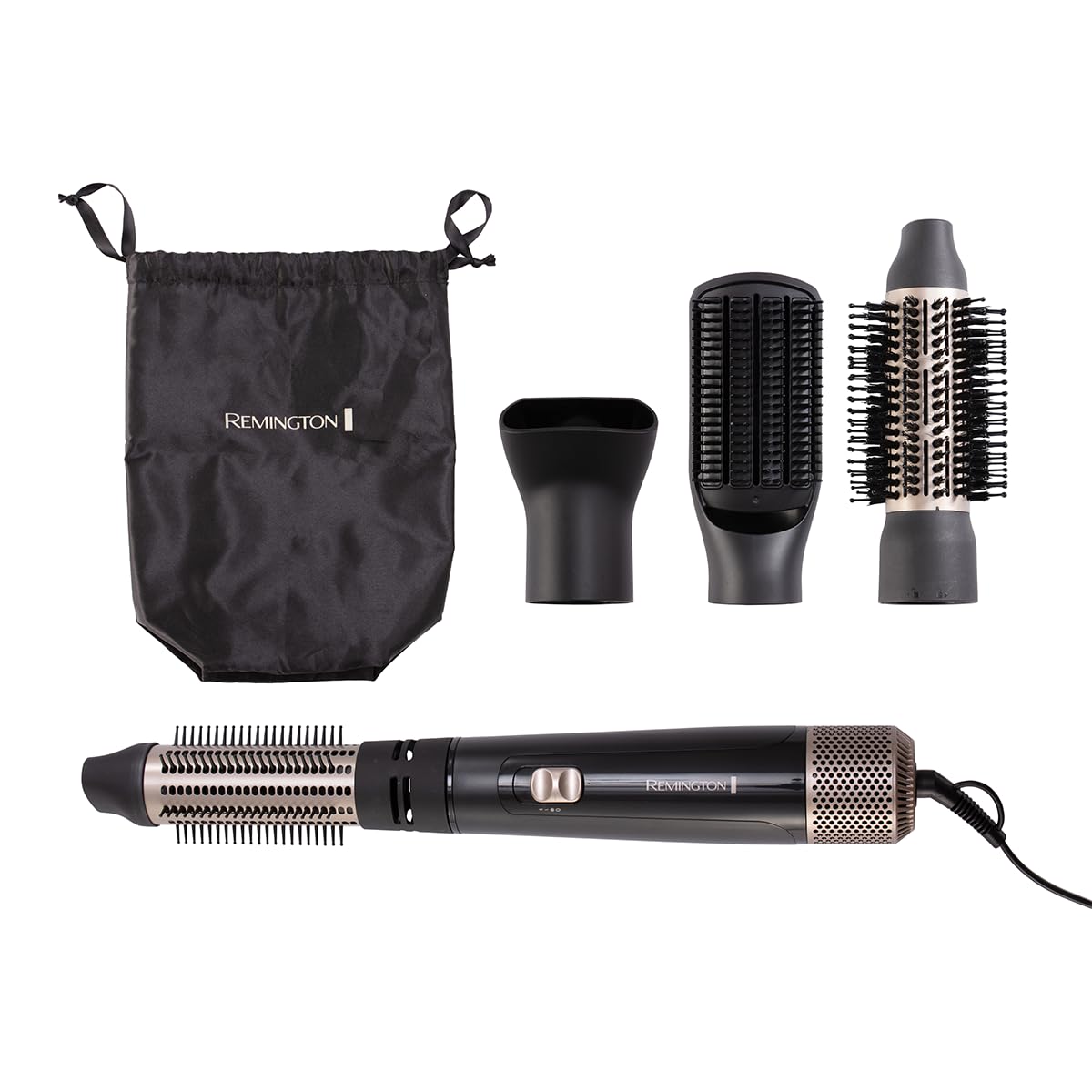 Remington Warmluftbürste [incl. 4 accesorii: perie rotundă de 38mm&50mm, duză de styling, perie plată] Uscare&Stilizare (bucle, volum&stiluri netede pentru părul de lungime medie) îngrijire cu ioni, nivel de răcire, 1000W, AS7500