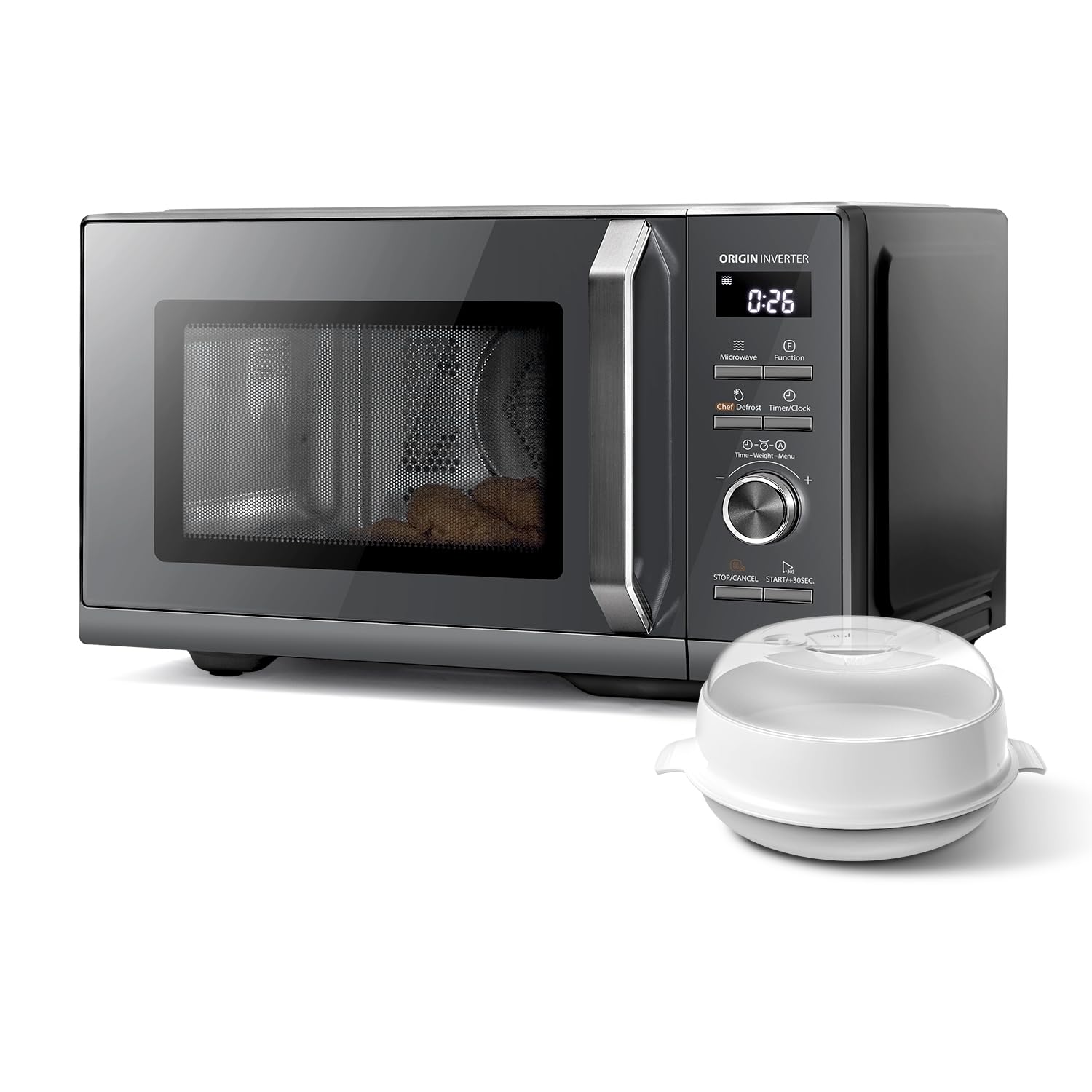 Toshiba MW3-AC26SFI(MG) microwave with grill and hot air 6-in-1 microwave oven with steamer 26L 900W Origin Inverter, Chef Defrost, Convection, Combi., Steam, Grill, Air Fry Auto Menu, Gray