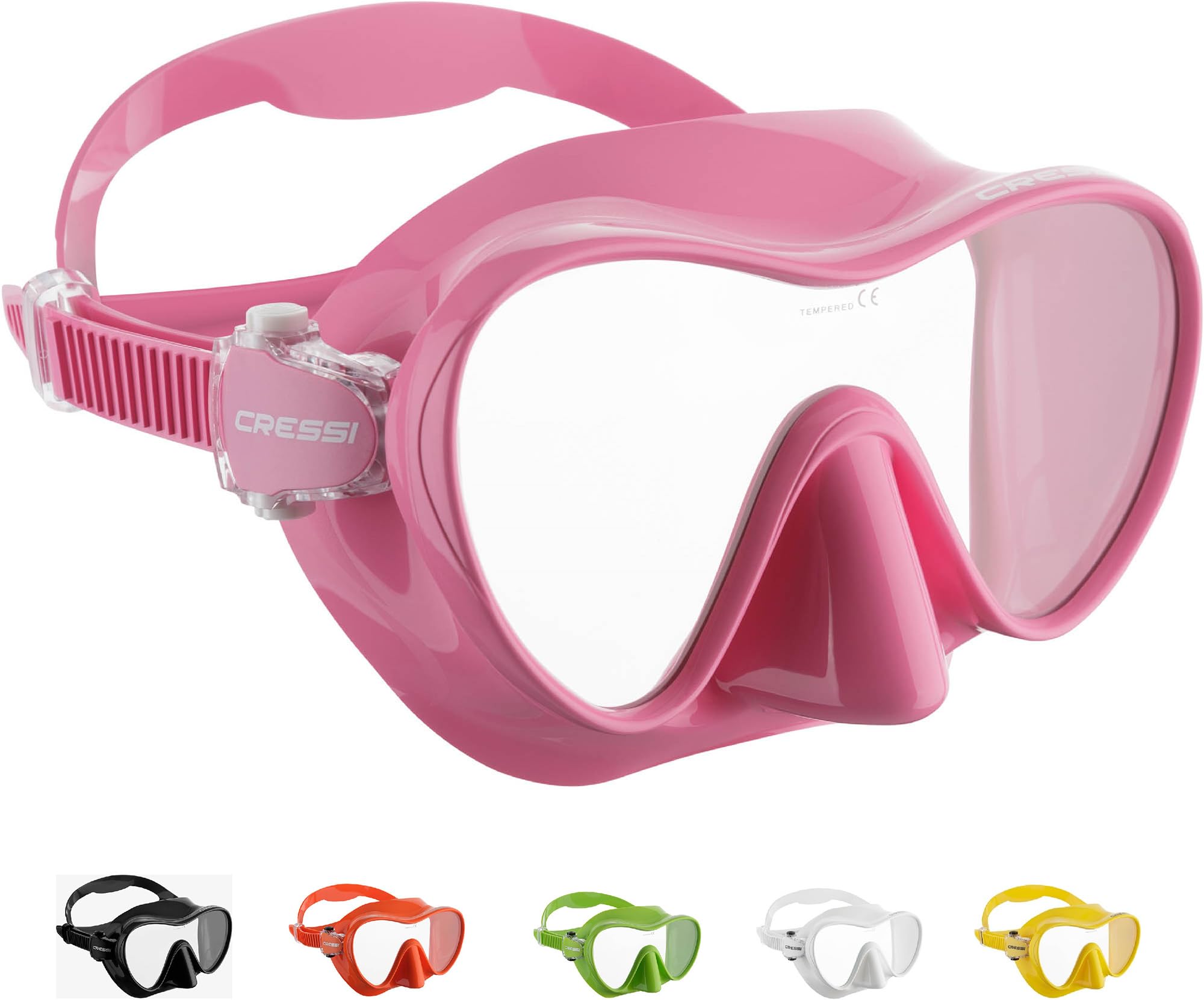 Cressi Frameless Diving Mask F1 - Fog-free Glass Lens, Diving Goggles - Ergonomic Silicone Rim, Snorkel Mask - Dry Snorkel & Snorkel Set - Pink - Mask - ZDN284000
