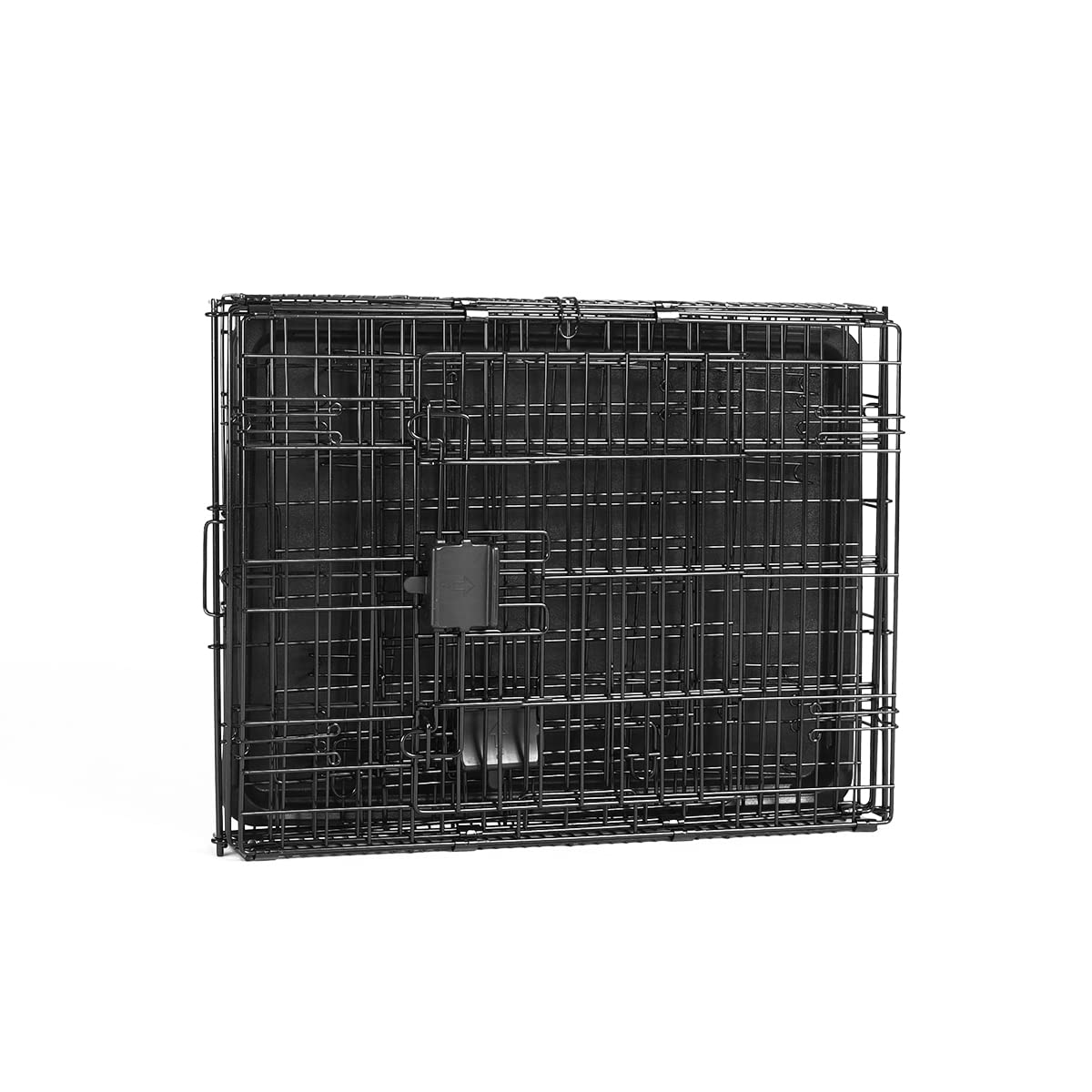 Amazon Basics Foldable Dog Cage made of Wire with Floor Tray, Double Door, Black, L 61 x W 46 x H 49 cm - 9001N-24B