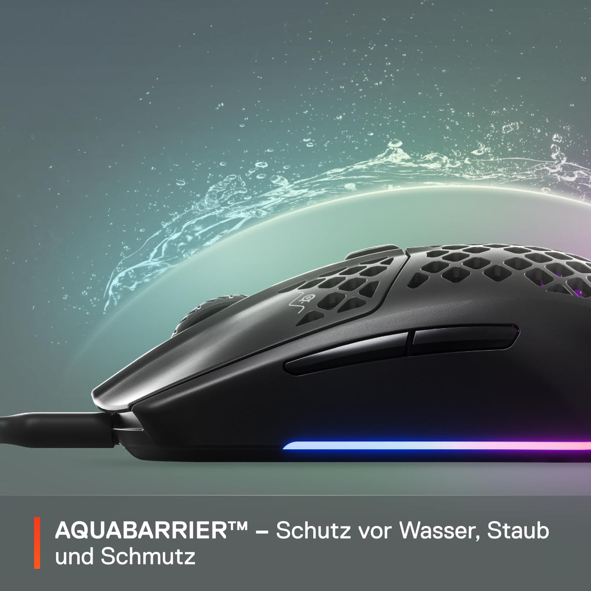 SteelSeries Aerox 3 - Super lightweight gaming mouse - Optical TrueMove Core sensor with 8,500 CPI - Ultra-lightweight, waterproof design - Black - 62611