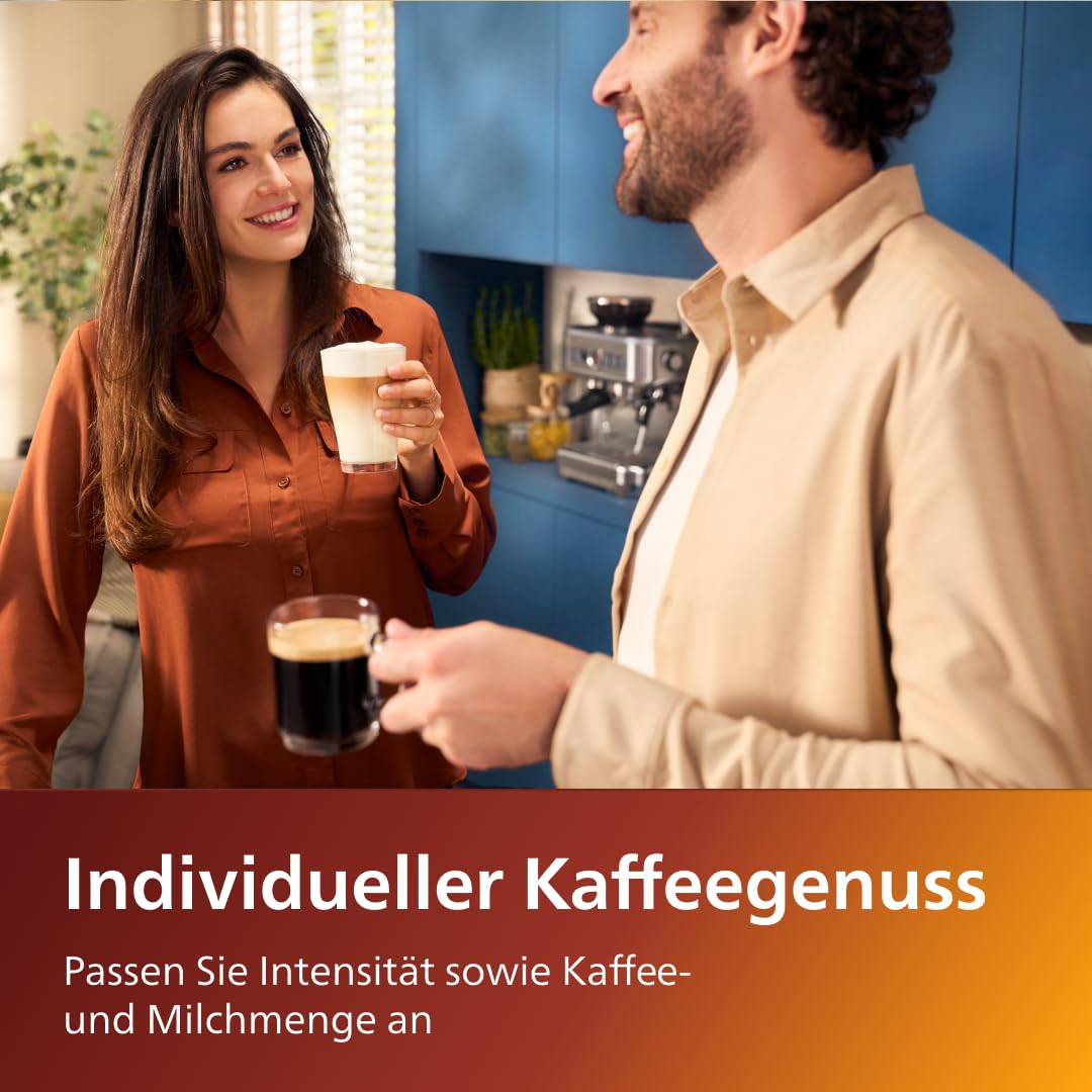 PHILIPS Series 5400 fully automatic coffee machine - LatteGo, 12 drinks, milk frother, touchscreen, 4 profiles, chrome finish (EP5447/90)