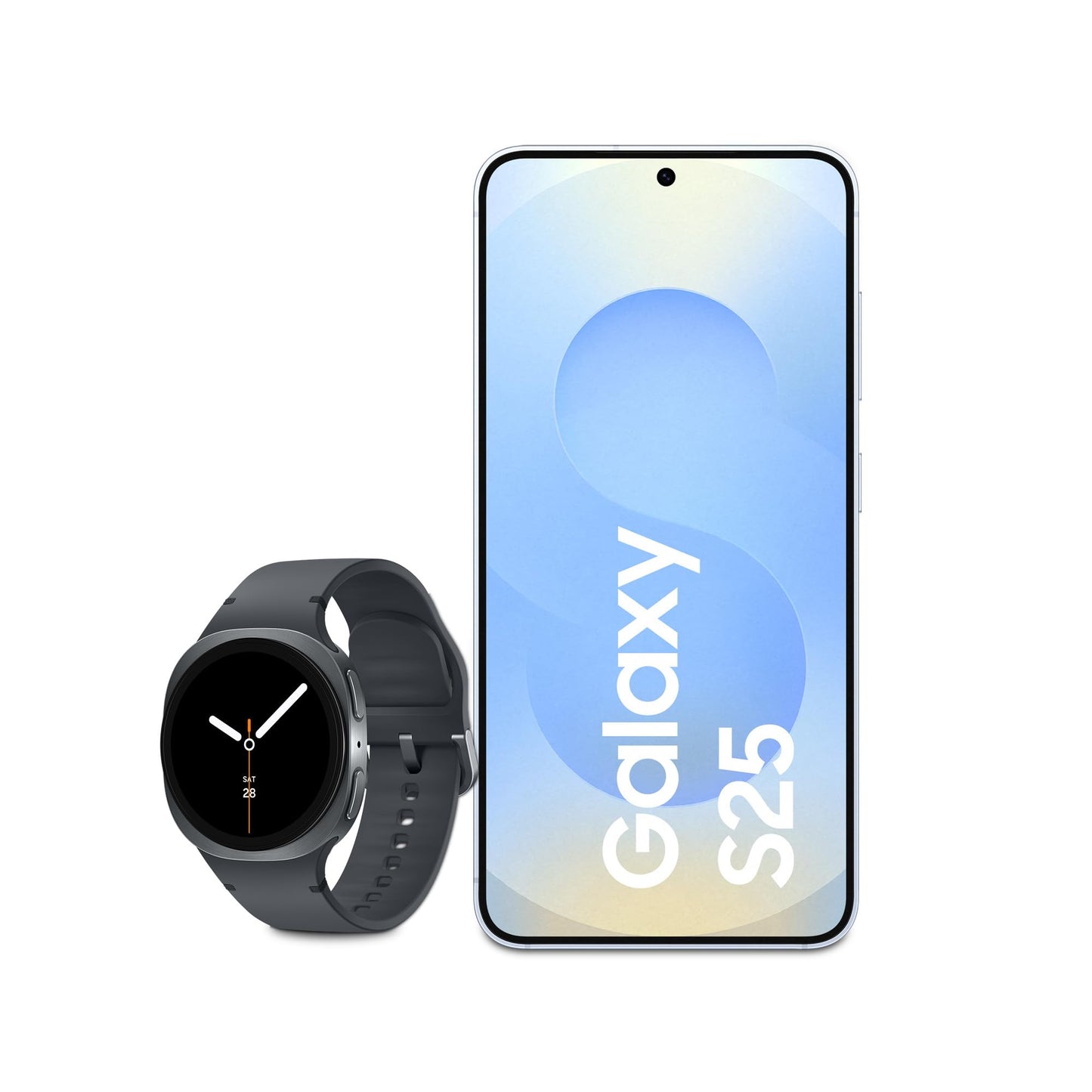 Samsung Galaxy S25 AI smartphone with Galaxy AI, 12 GB RAM, 256 GB storage, Icyblue, 3 year manufacturer's warranty + Galaxy Watch8 smartwatch