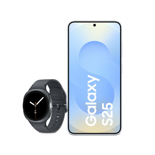 Samsung Galaxy S25 AI smartphone with Galaxy AI, 12 GB RAM, 256 GB storage, Icyblue, 3 year manufacturer's warranty + Galaxy Watch8 smartwatch