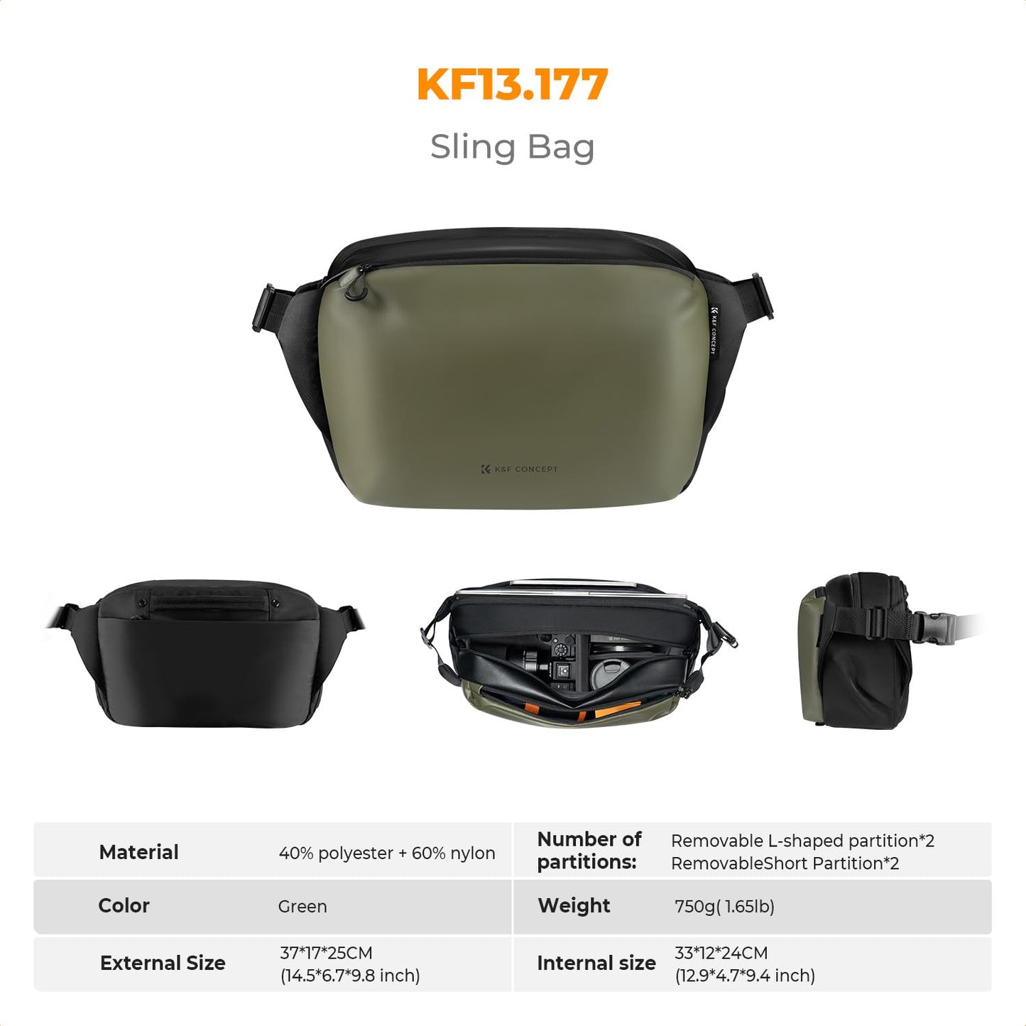 K&F CONCEPT Camera Backpack Shoulder Bag Square Bag Bags for Photographers Camera Rectangle Case Compatible with Canon/Nikon/Sony/DJI Mavic Drone Backpack (3-Green (Large-L)) - KF13.177V1