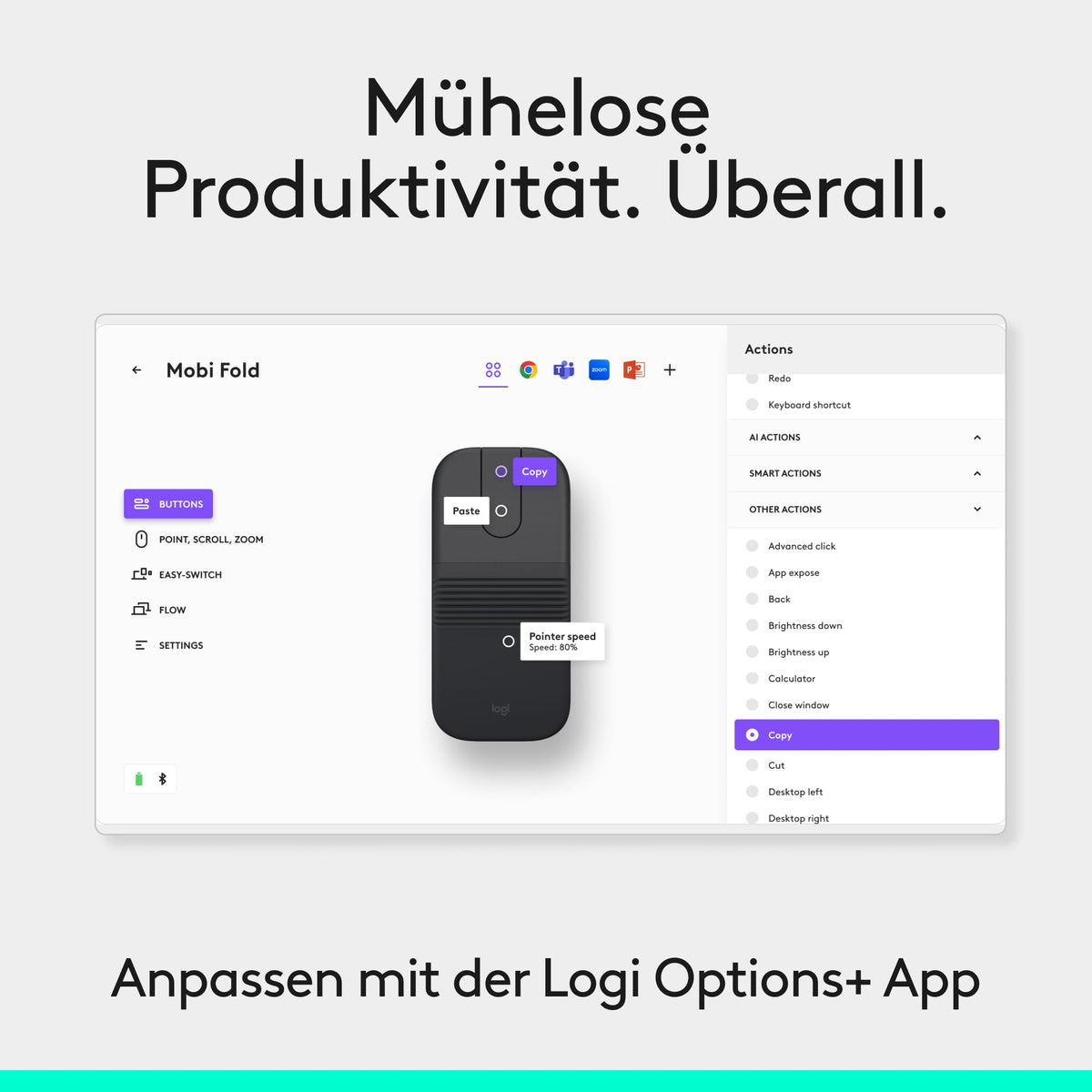 Logitech Mobi Fold, maus ultramobilă pentru deplasare - 910-007604