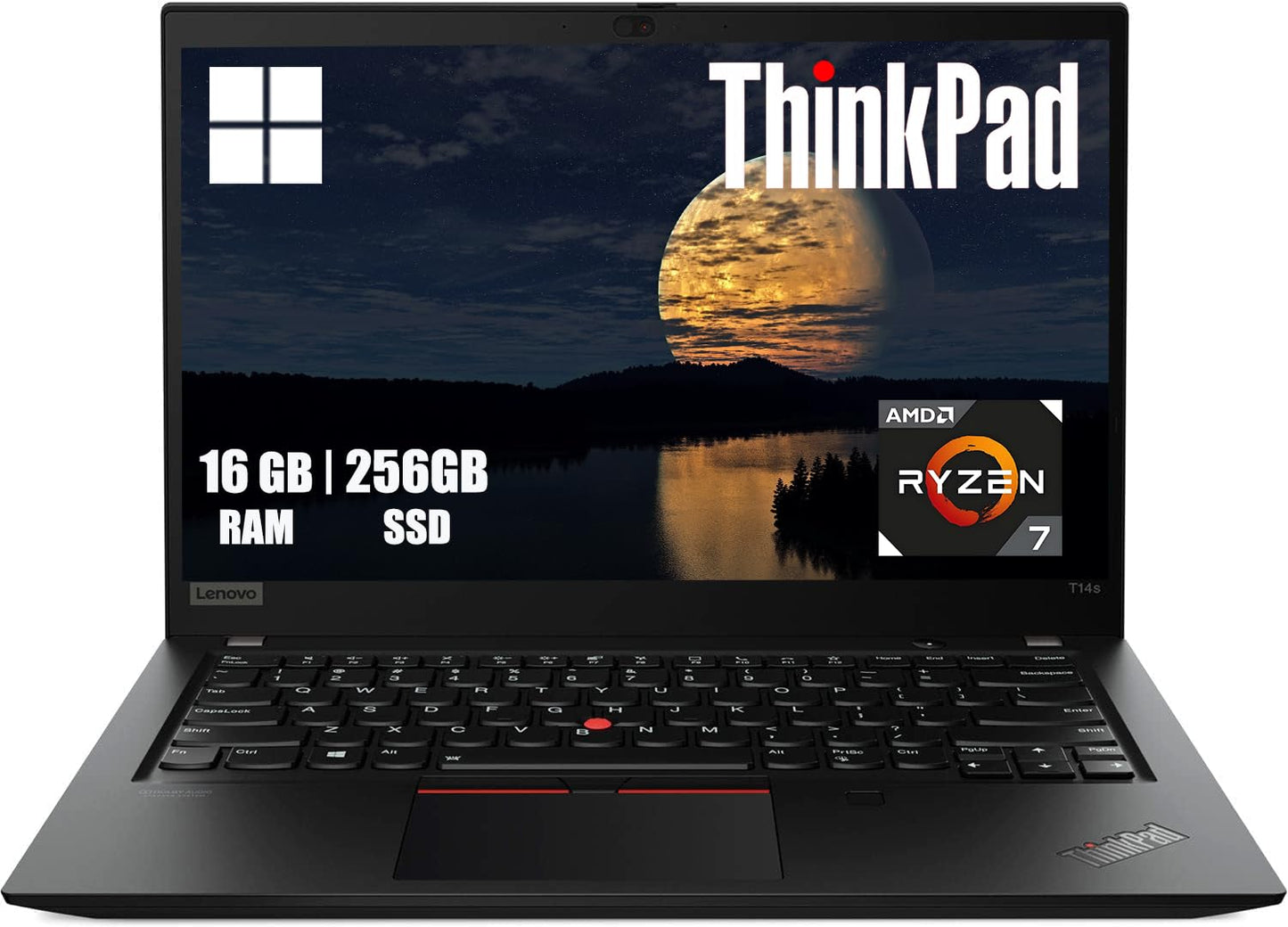 Lenovo Thinkpad T14s Gen 1 Business Laptop, 14 inch FHD (1920x1080), AMD Ryzen 7 Pro 4750U, 16GB RAM, 256GB SSD, QWERTY keyboard, Windows 11 Pro (refurbished)
