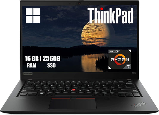 Laptop de afaceri Lenovo Thinkpad T14s Gen 1, 14 inch FHD (1920x1080), AMD Ryzen 7 Pro 4750U, 16GB RAM, 256GB SSD, tastatură QWERTY, Windows 11 Pro (recondiționat)