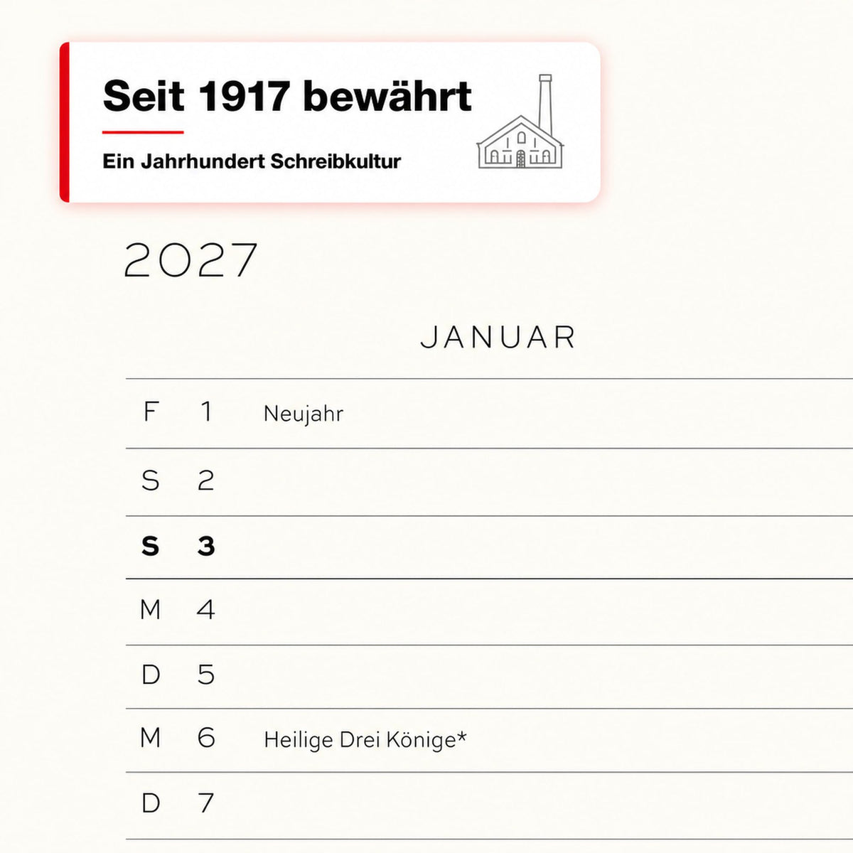 LEUCHTTURM1917 Calendar săptămânal 2027 Mediu (A5) - Germană, Verde pădure, Hardcover, 12 luni - ianuarie-decembrie 2027, 1 săptămână pe pagină dublă, hârtie de 80 g/m² cu compatibilitate ridicată cu cerneală - 400106