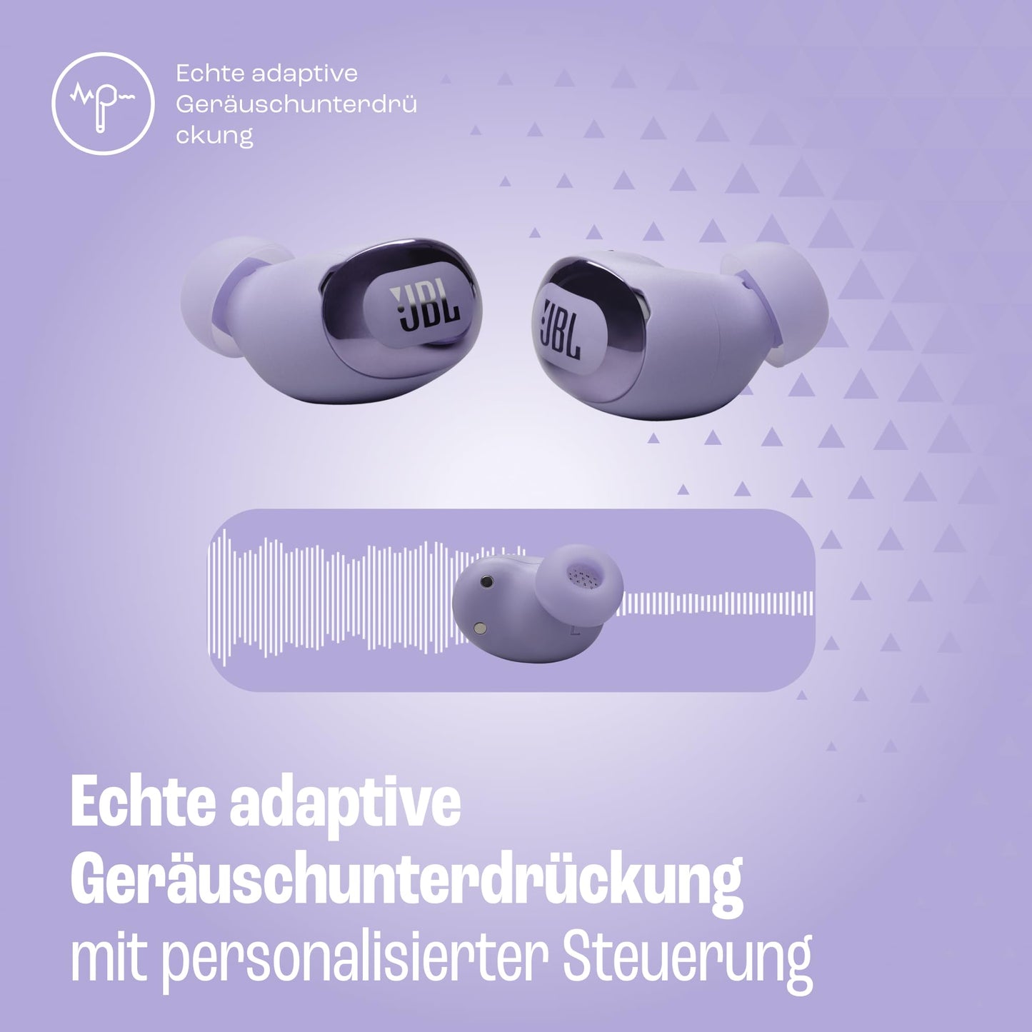 JBL Live Buds 3, wireless earbud headphones with Bluetooth, 40 hours of battery life, True Adaptive Noise Canceling and high-resolution JBL Signature Sound, IP55 waterproof, purple - JBLLIVEBUDS3PUR